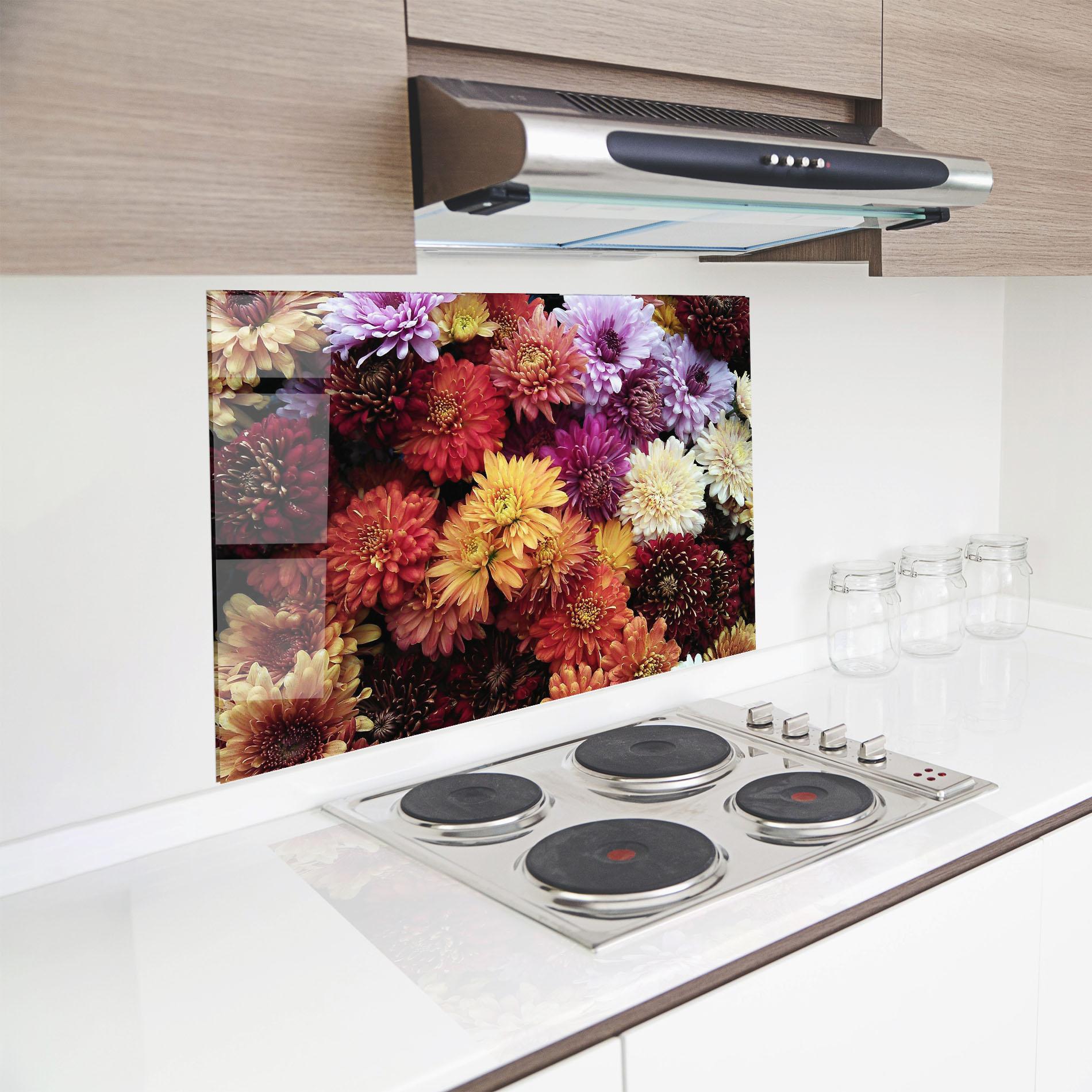 Küchenrückwand Glas Flower Wall mockup 8
