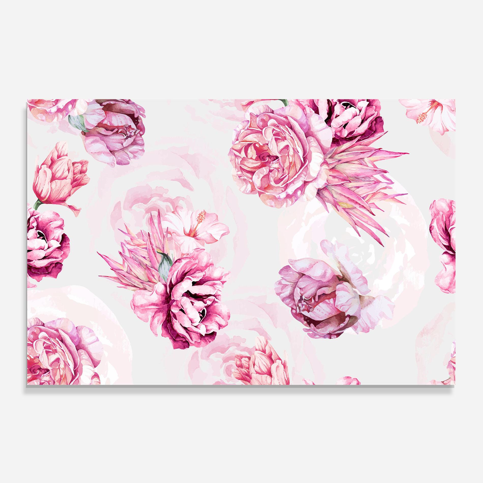 Küchenrückwand Glas Blooming Peony mockup 0