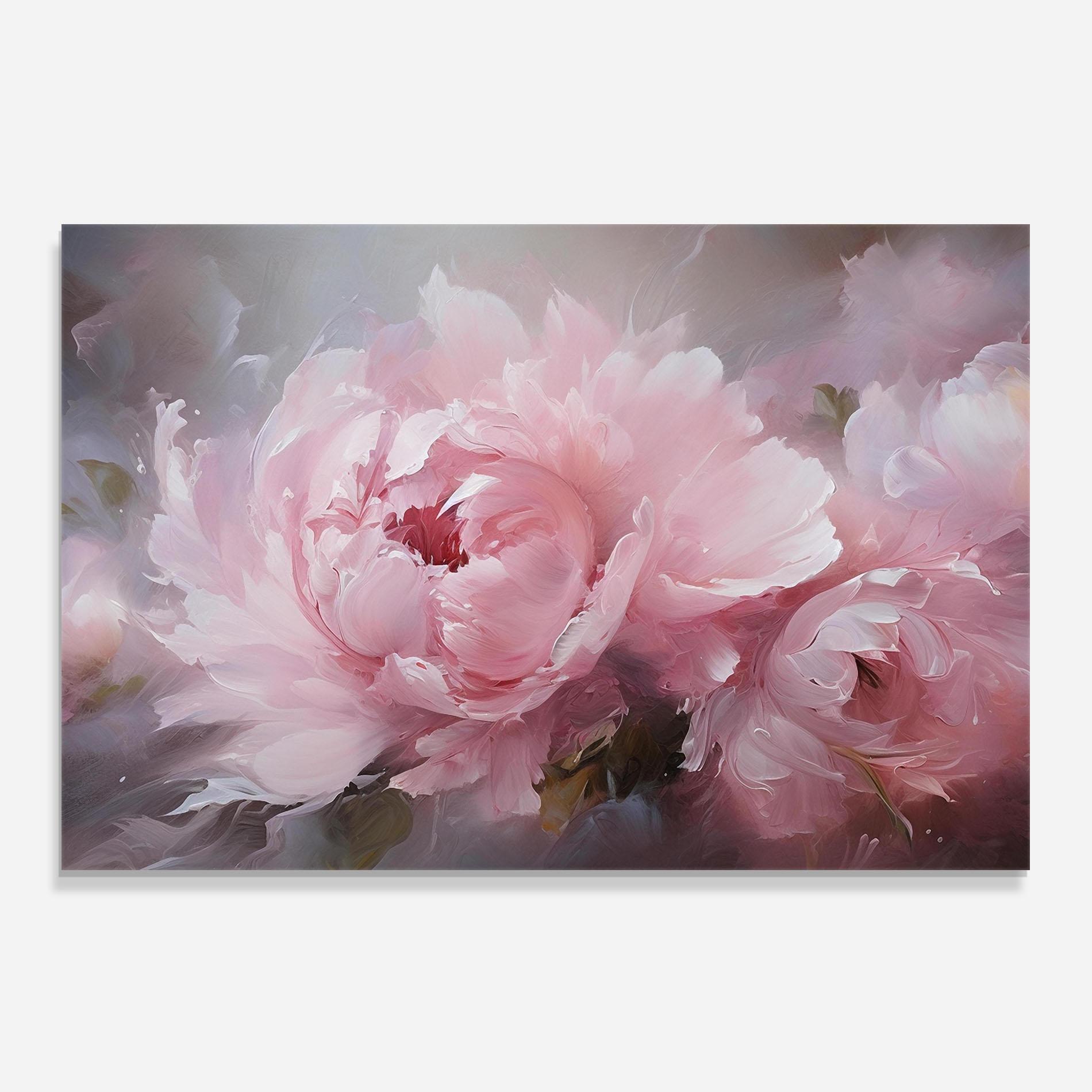Küchenrückwand Glas Dreamy Painting Peony mockup 0