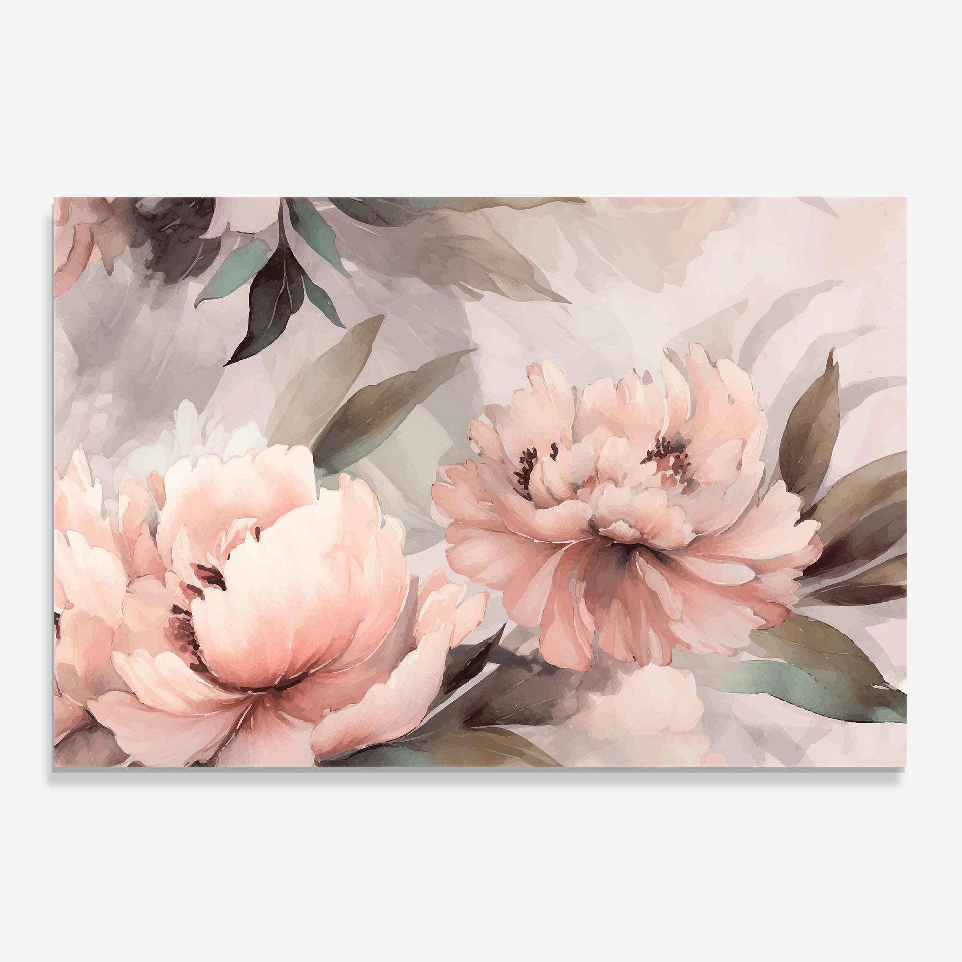 Küchenrückwand Glas Dreamy Peony Art mockup 0