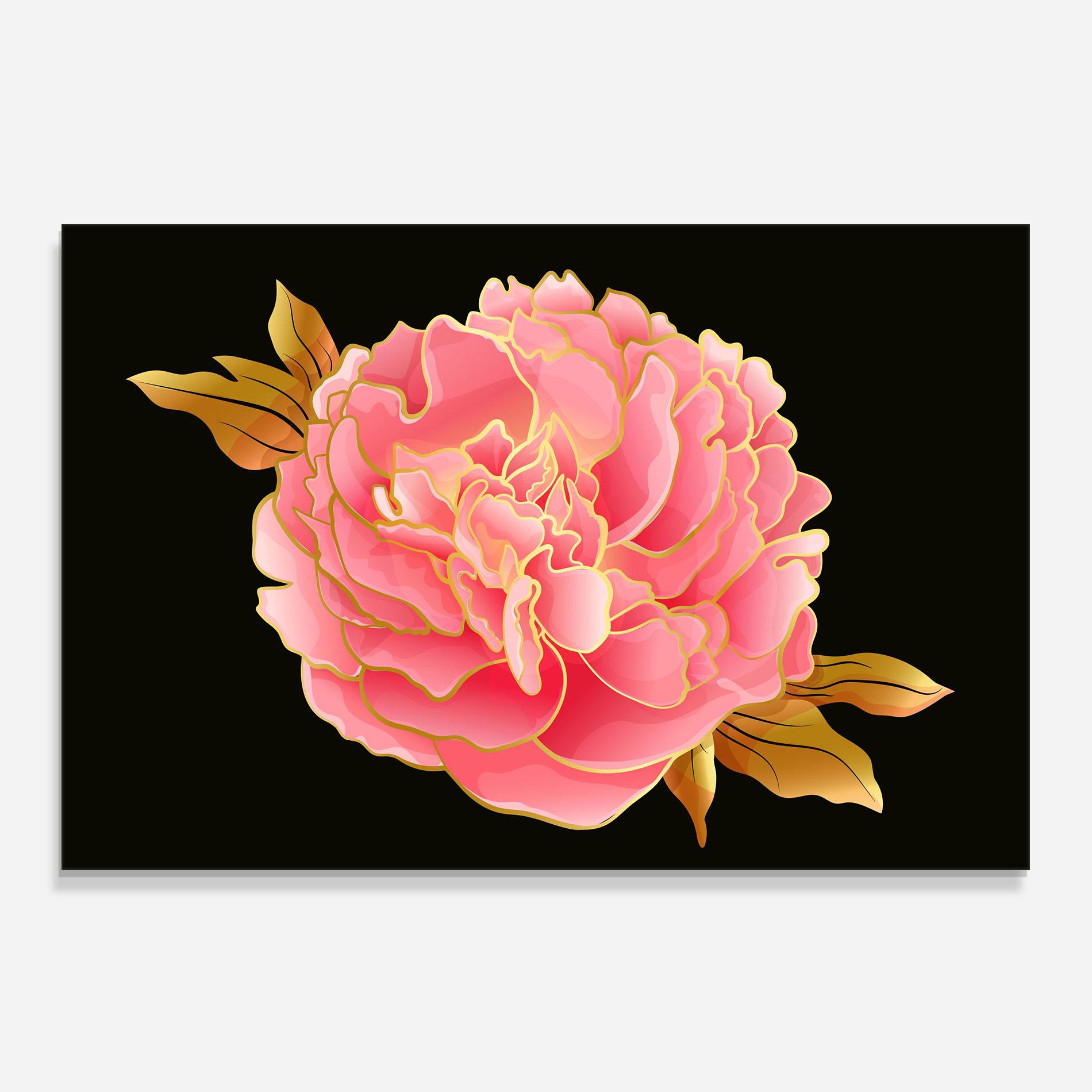 Küchenrückwand Glas Gold Pinkk Peony mockup 0
