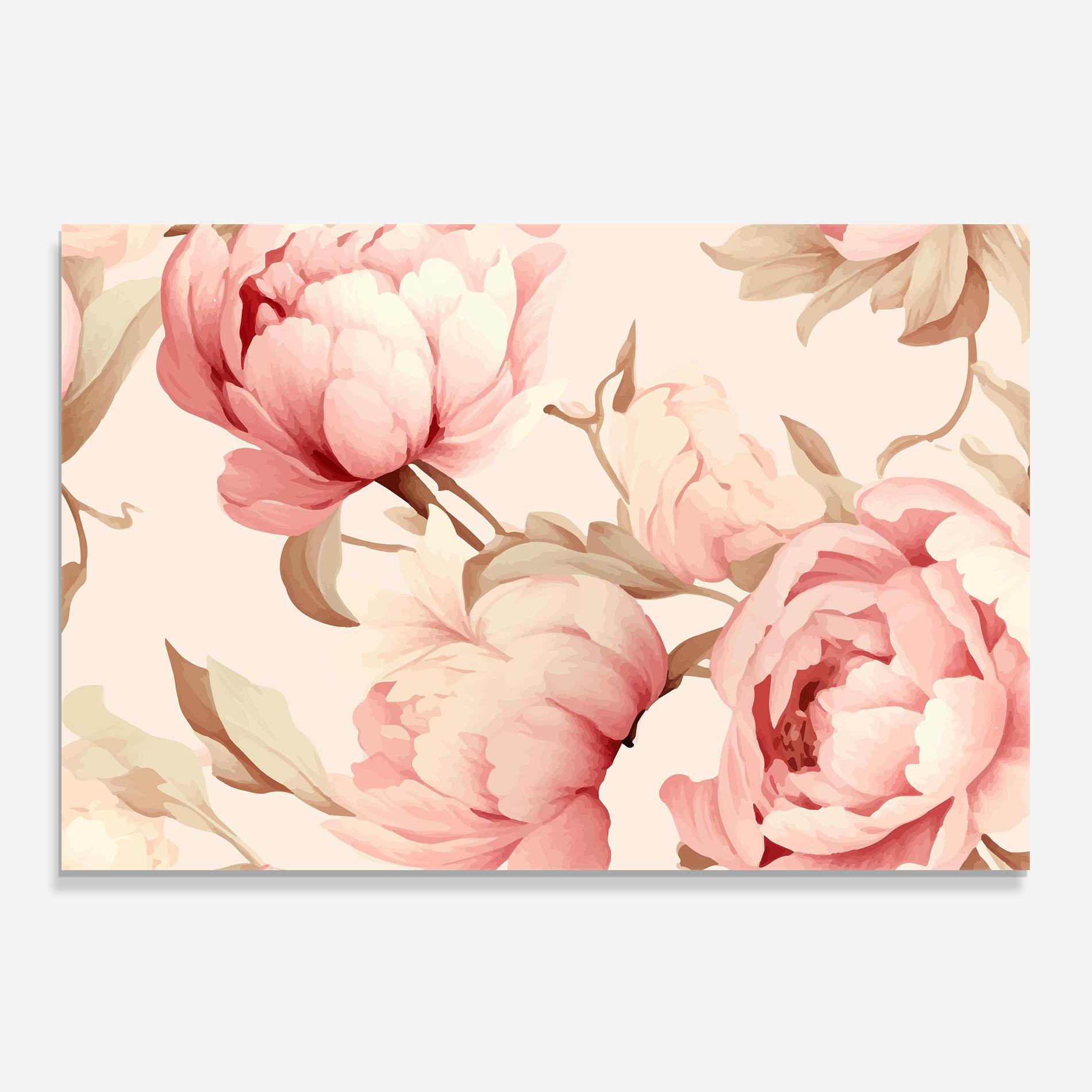 Küchenrückwand Glas Pastel Peony mockup 0