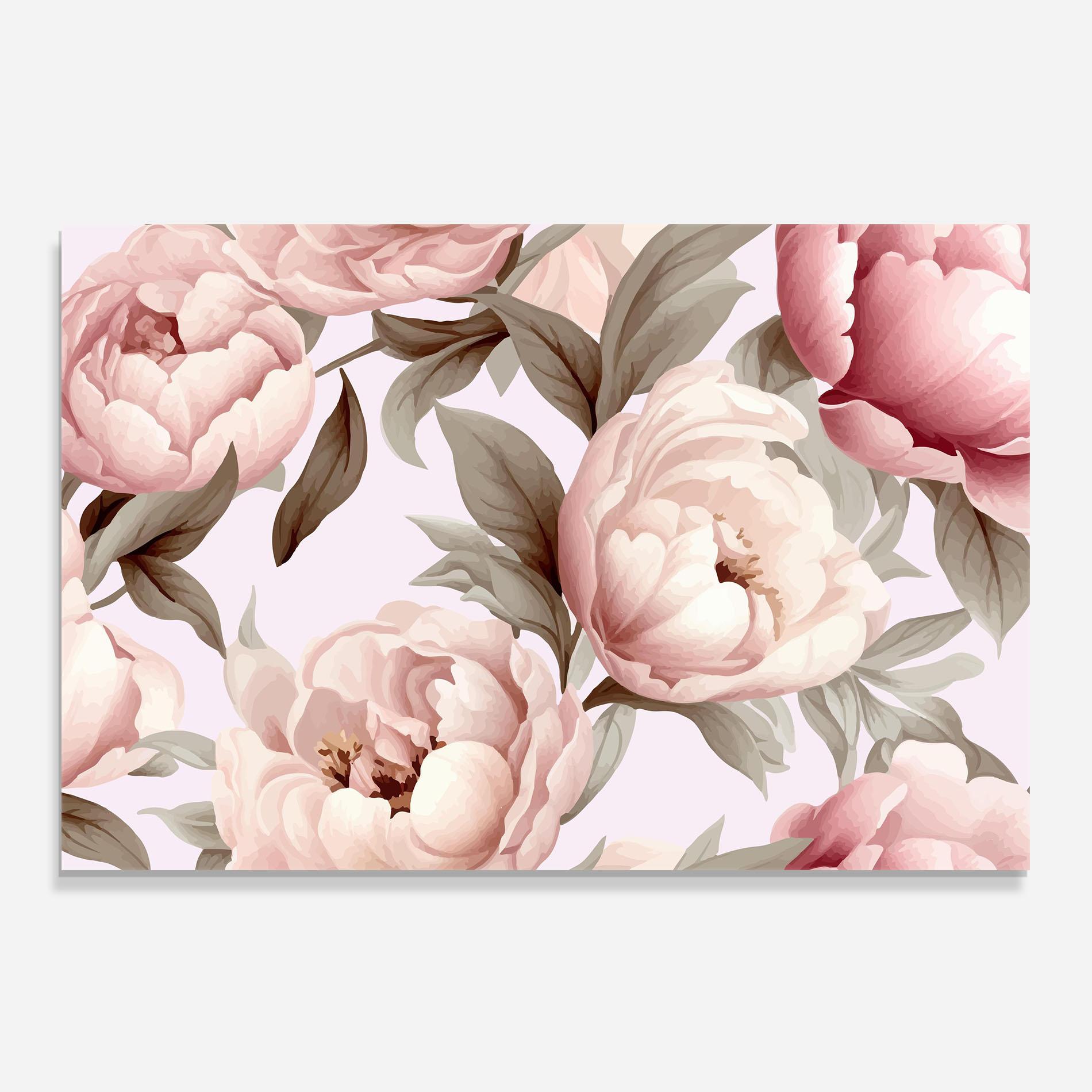 Küchenrückwand Glas Pink Peony Buds mockup 0
