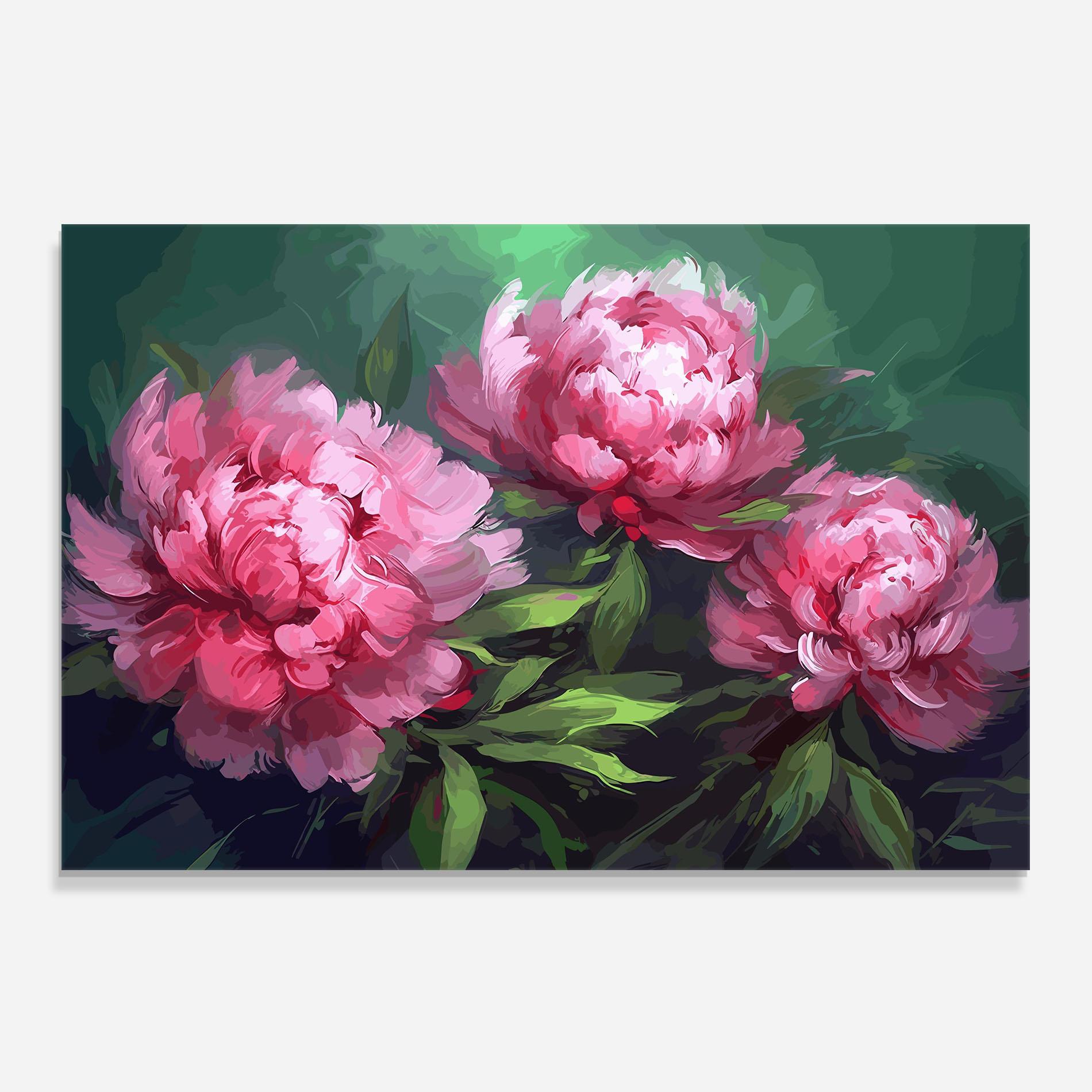 Küchenrückwand Glas Pretty Peonies mockup 0
