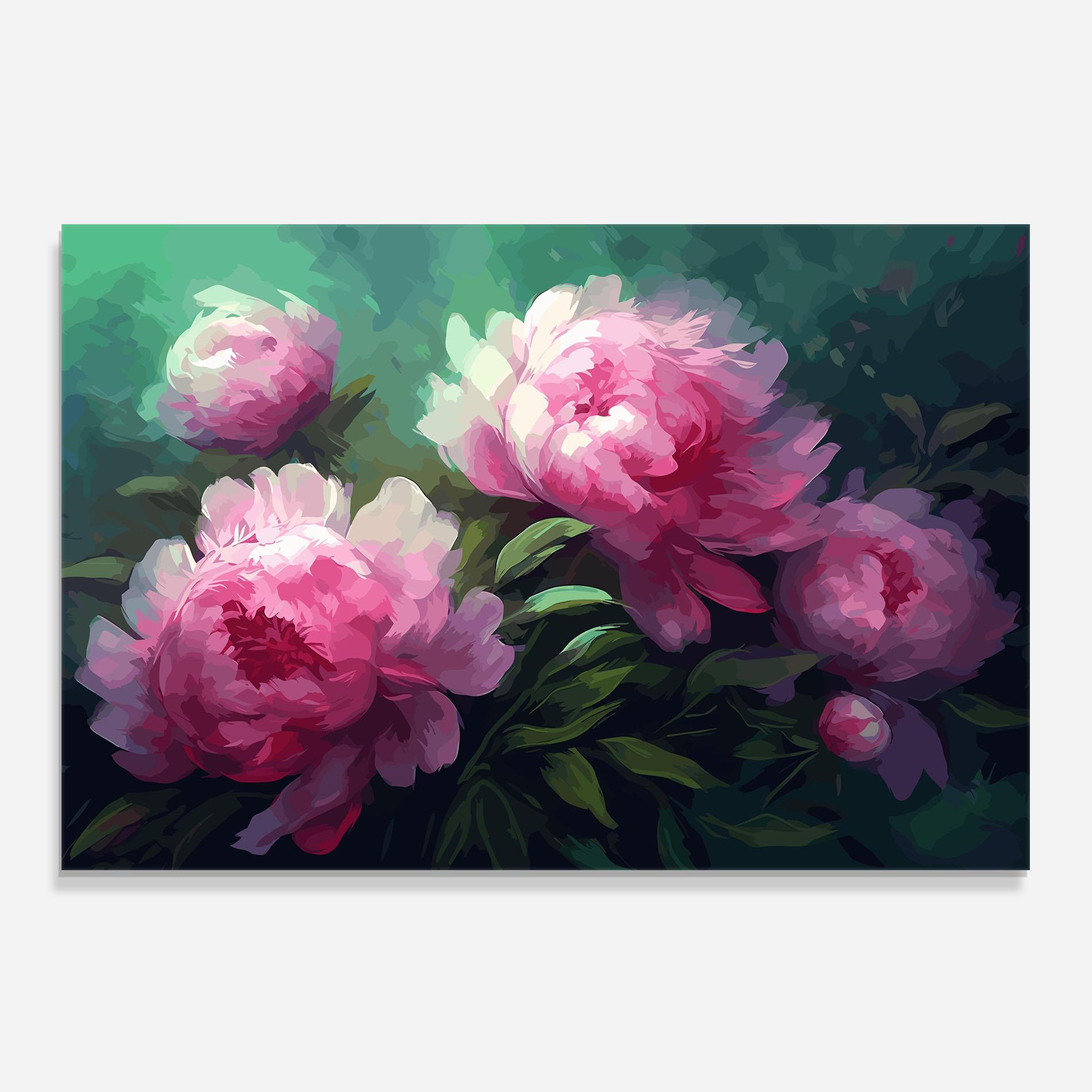 Küchenrückwand Glas Pretty Peony Paint mockup 0