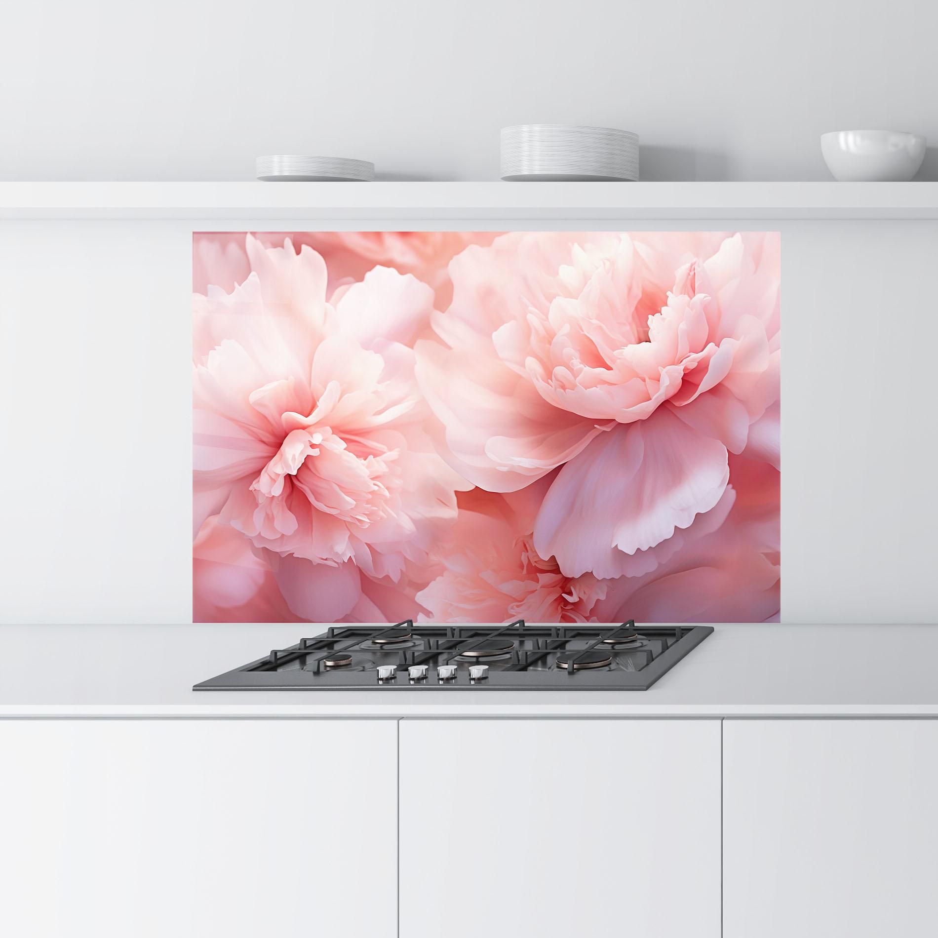 Küchenrückwand Glas Close Up Dreamy Peony mockup 9