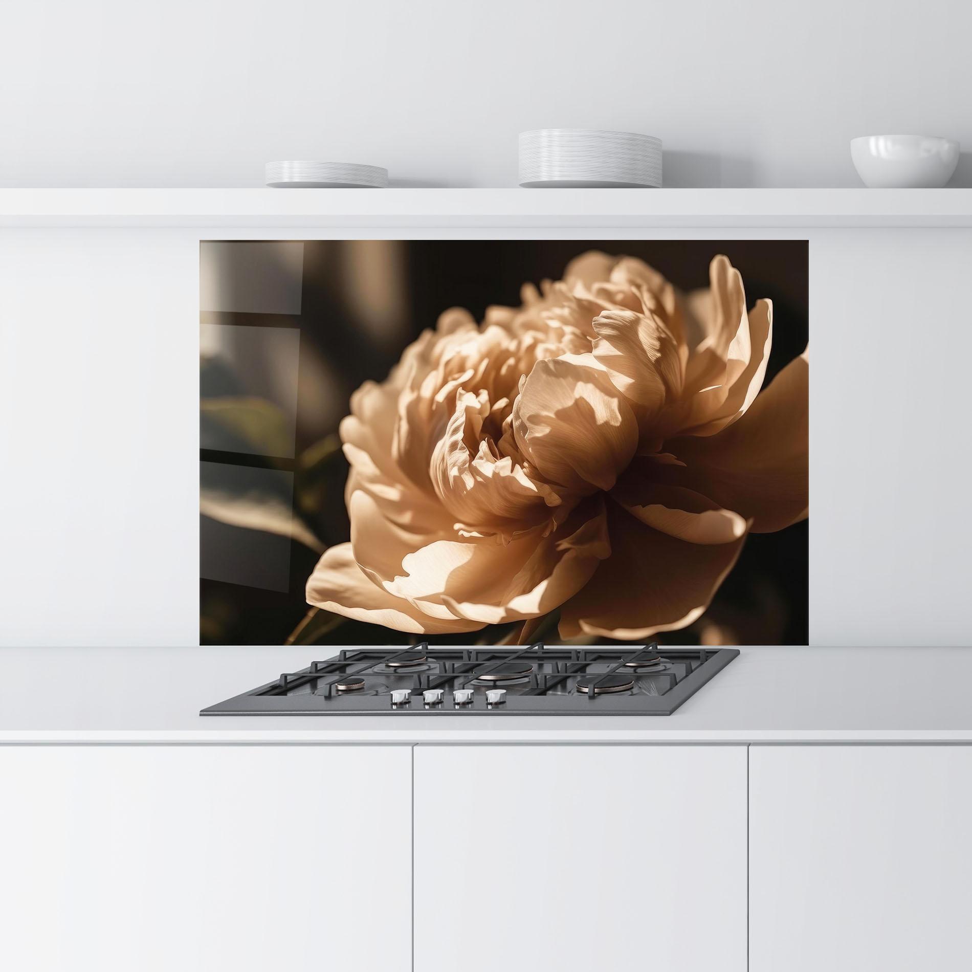 Küchenrückwand Glas Cream Peony mockup 9