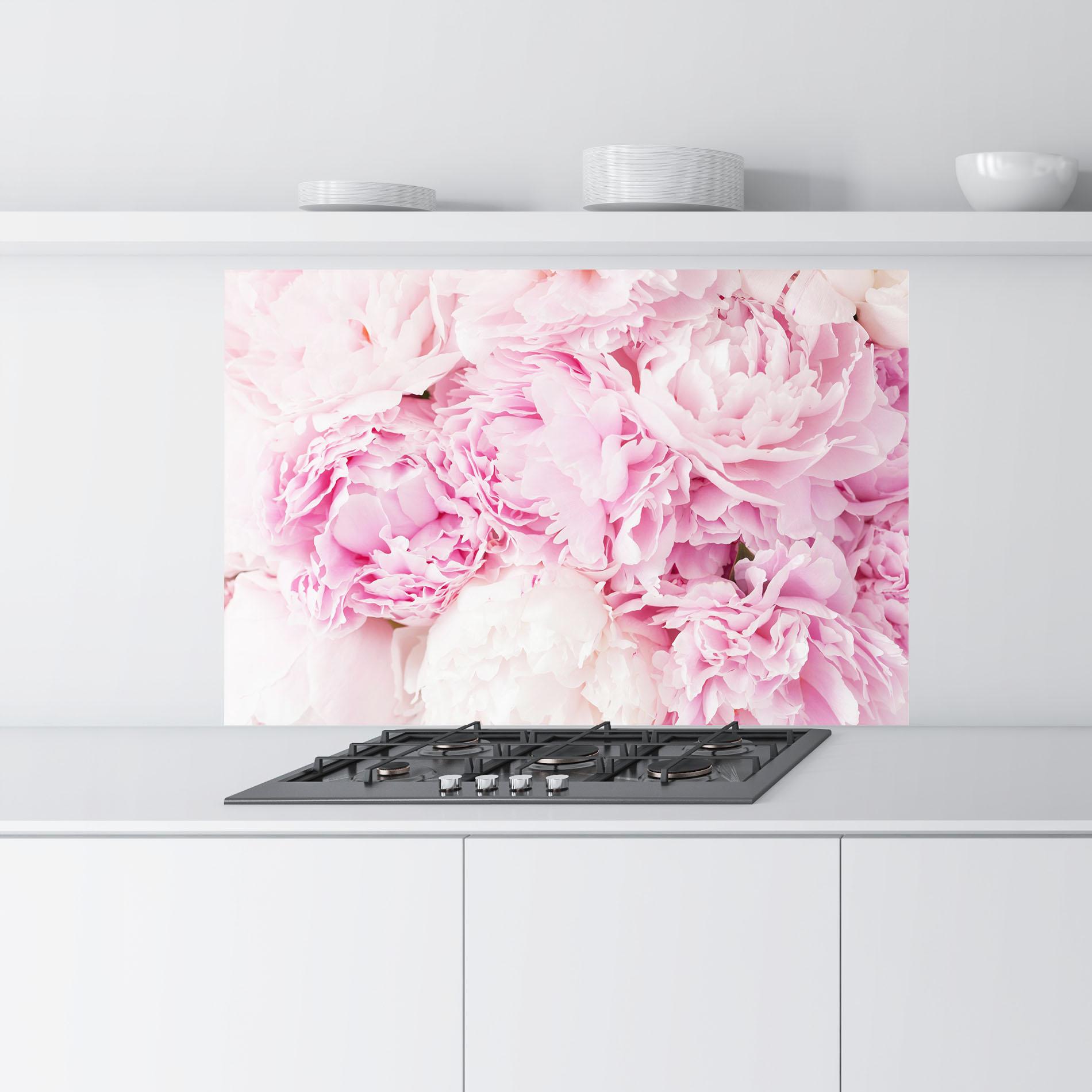 Küchenrückwand Glas Dreamy Pink Pastel Peony mockup 9