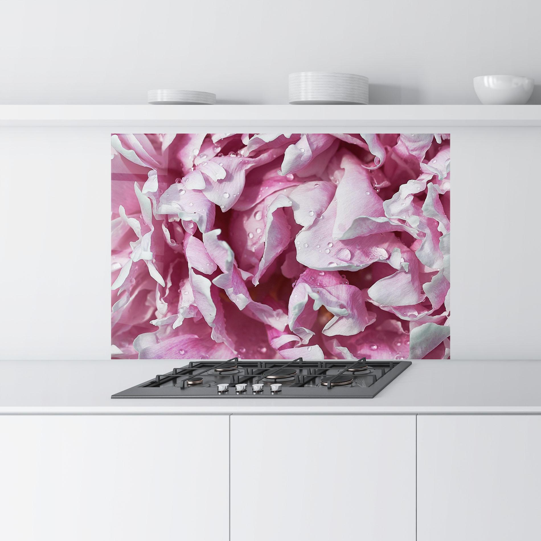 Küchenrückwand Glas Peony Petals mockup 9