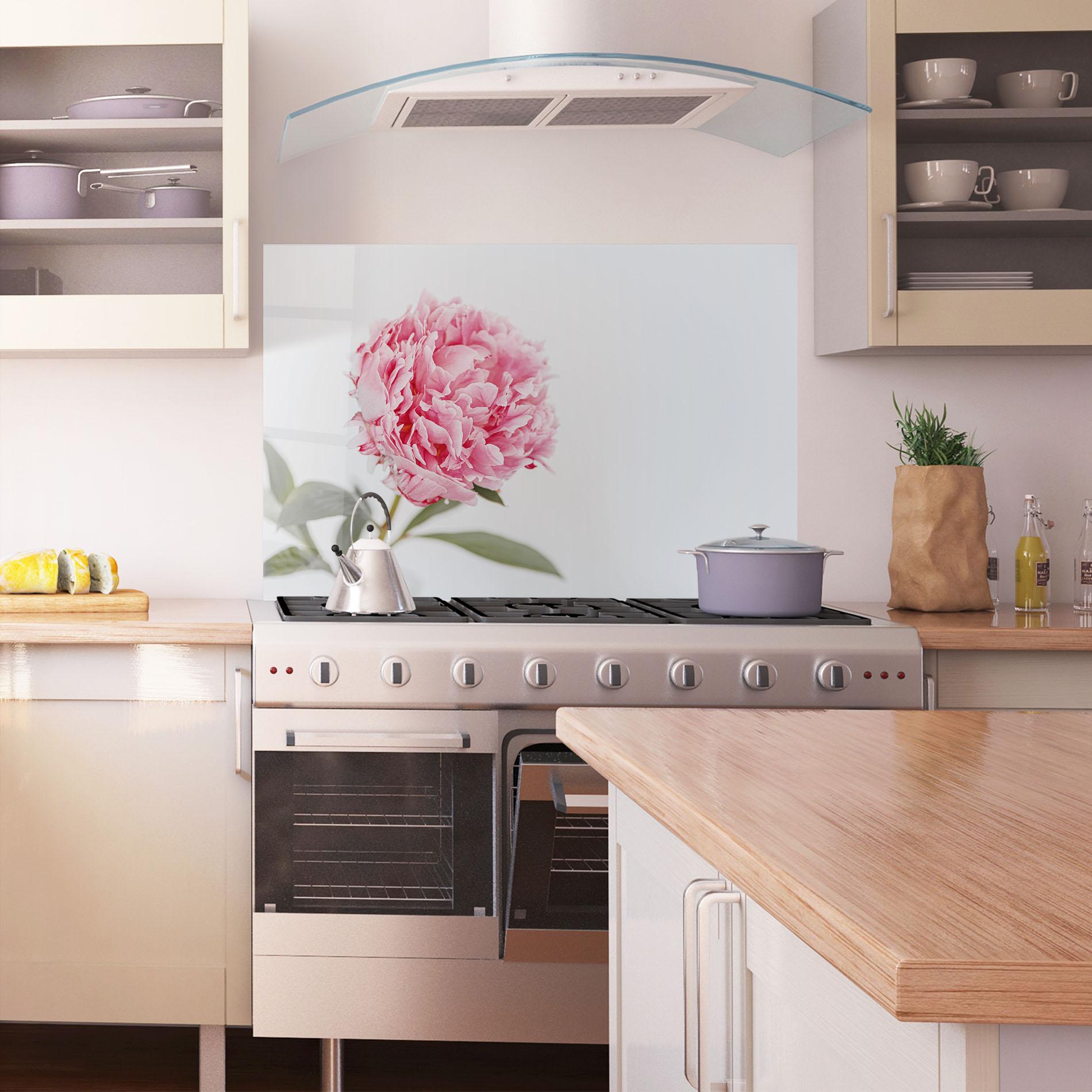 Küchenrückwand Glas One Peony mockup 1