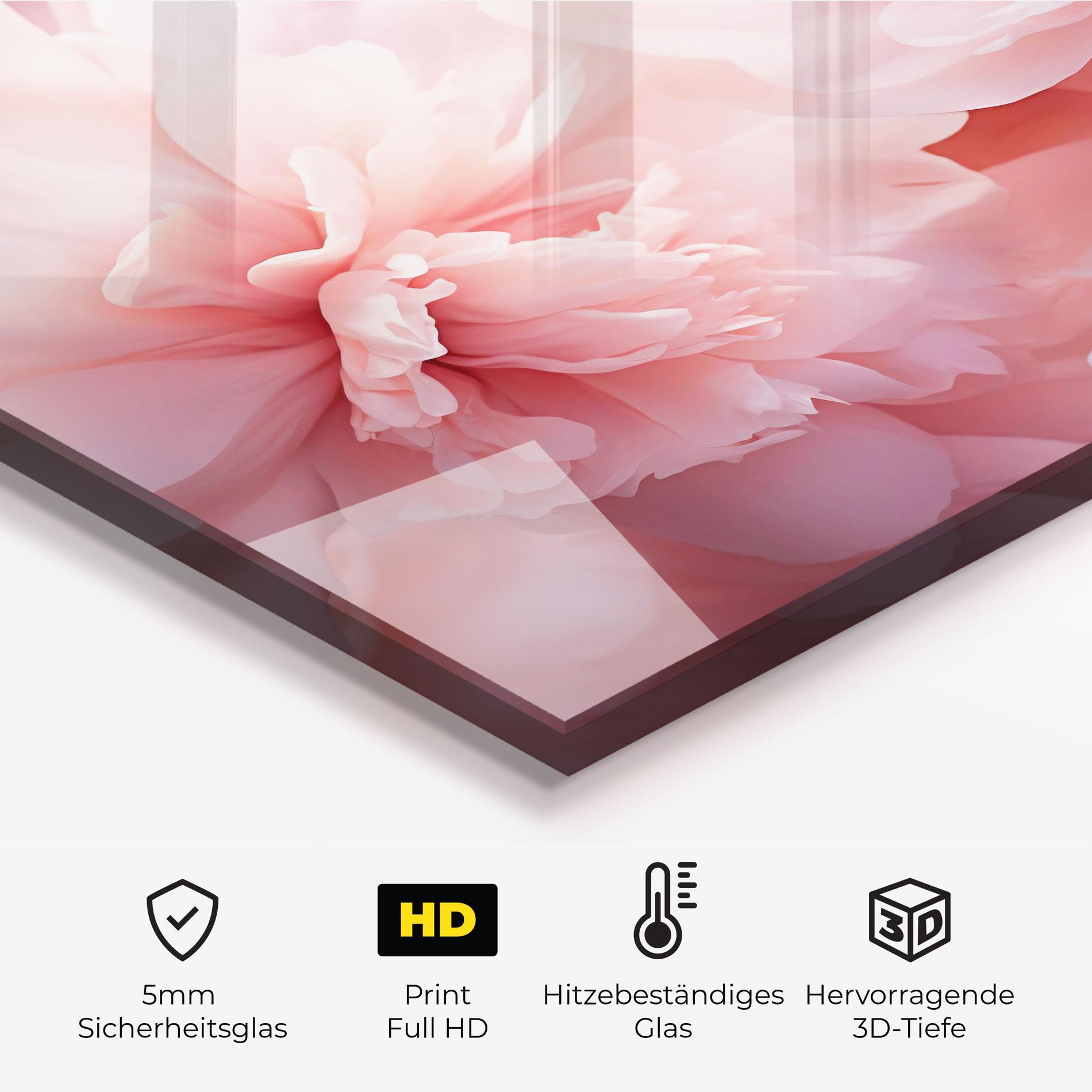 Küchenrückwand Glas Close Up Dreamy Peony mockup 2