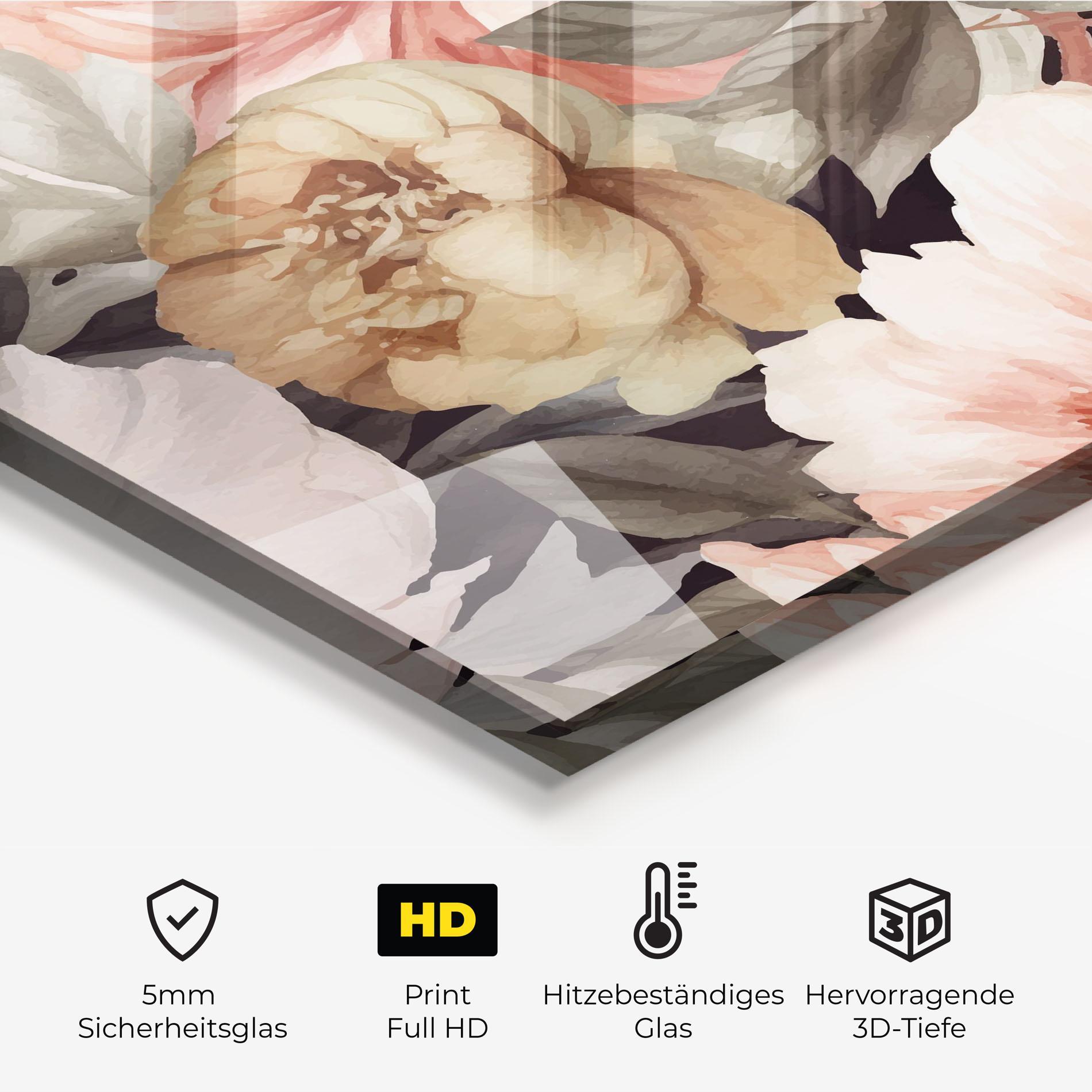 Küchenrückwand Glas Cream Pink Peony mockup 2