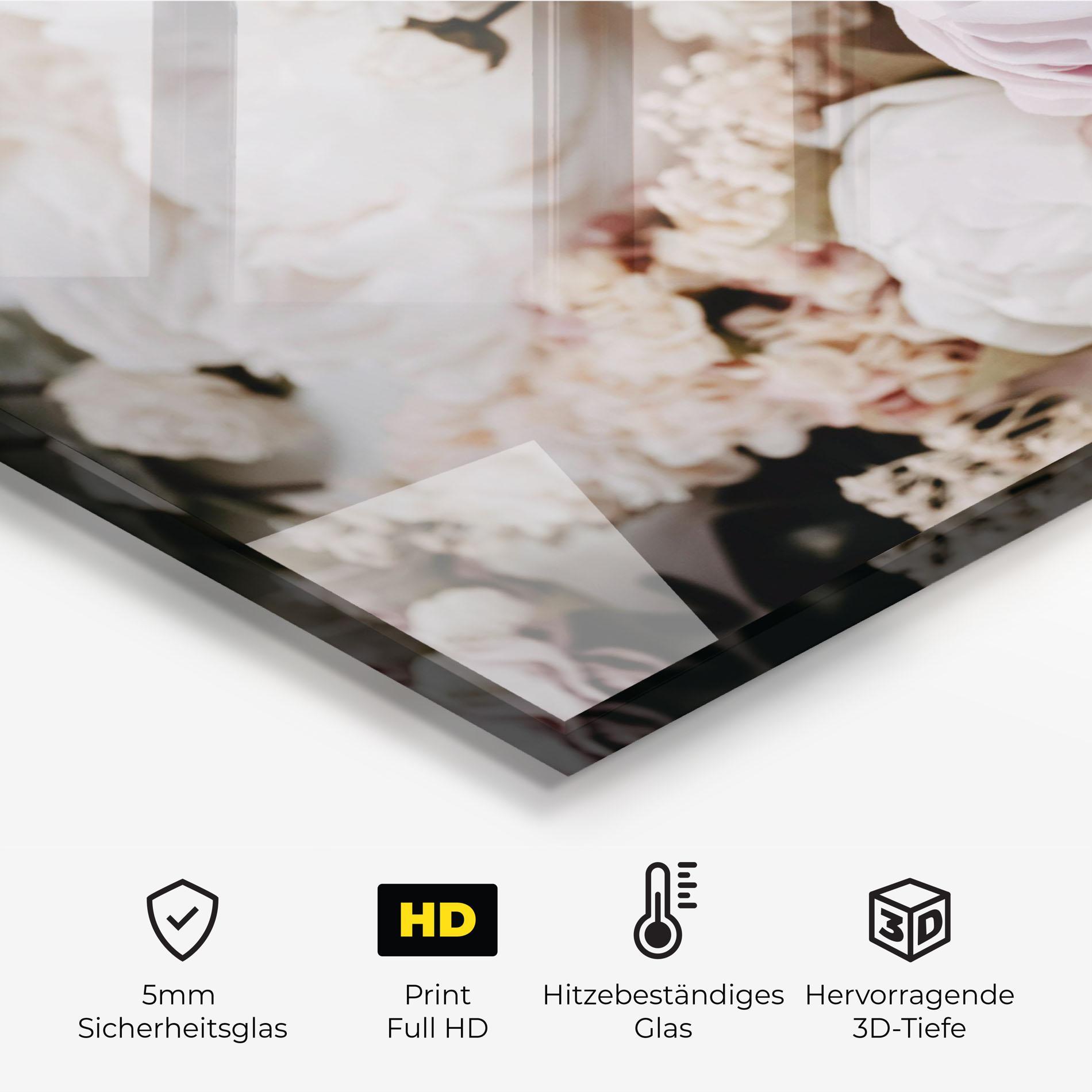 Küchenrückwand Glas Grey Peony Bouquet mockup 2
