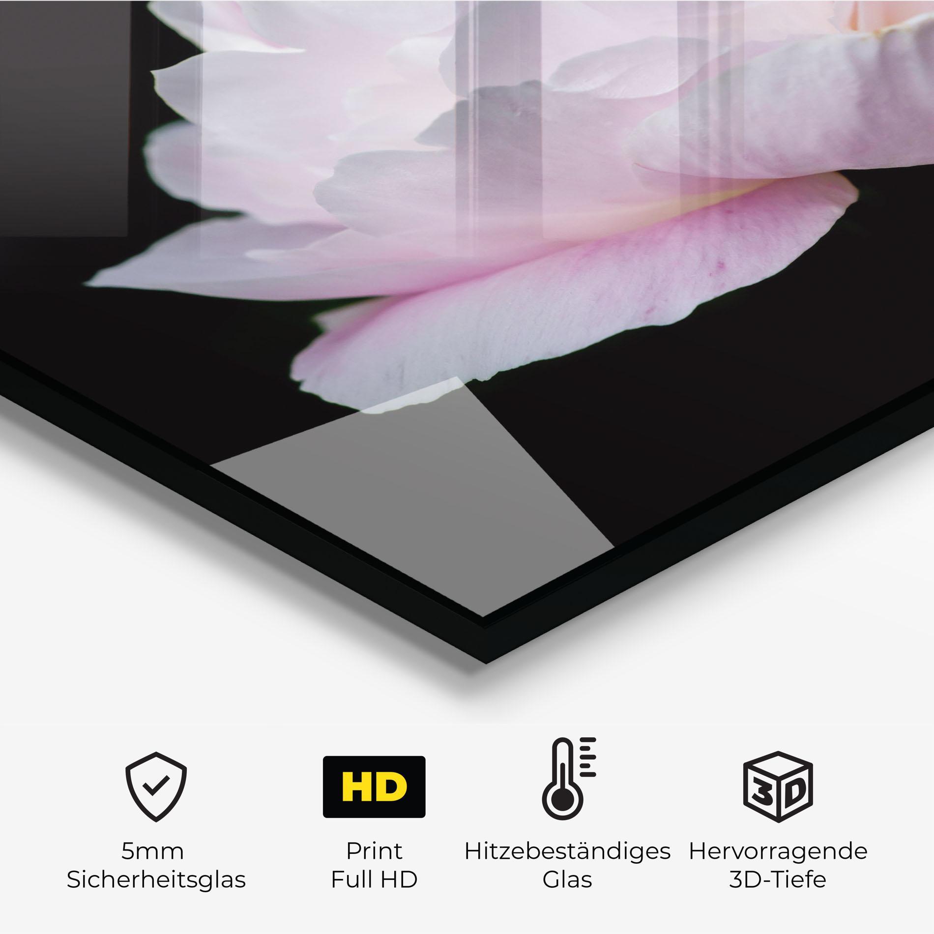 Küchenrückwand Glas Pastel Peony On Black mockup 2