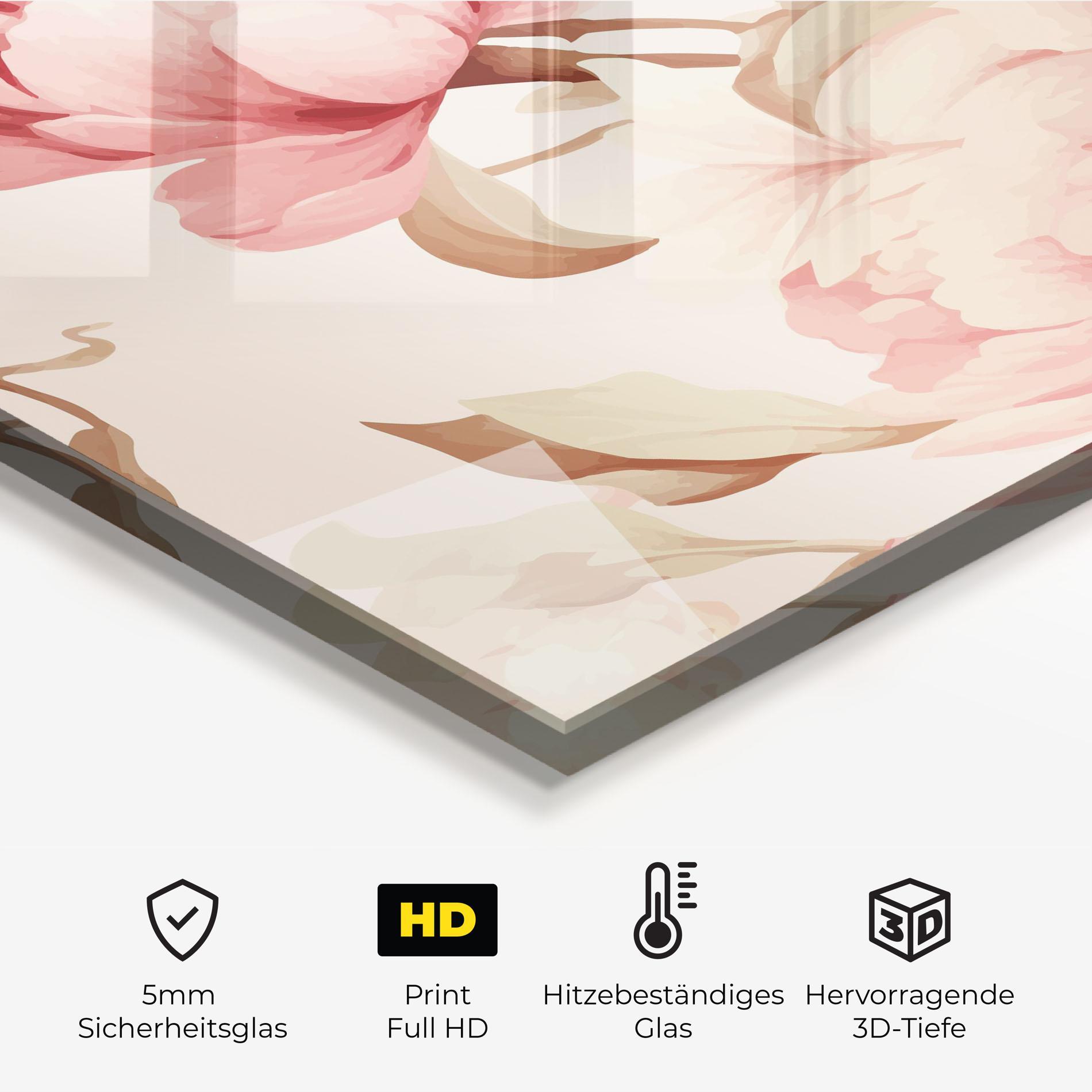 Küchenrückwand Glas Pastel Peony mockup 2