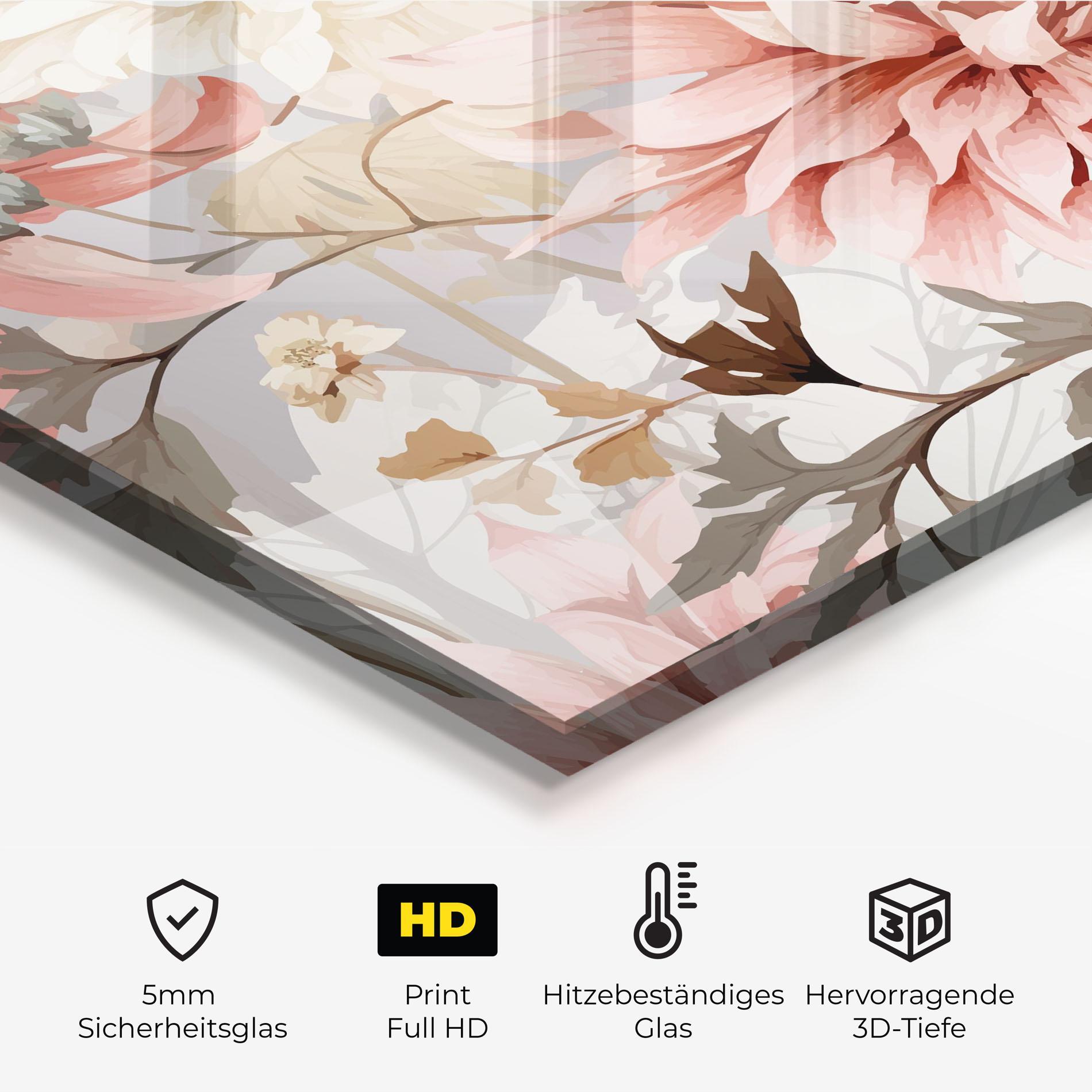 Küchenrückwand Glas Pink Cream Open Peony mockup 2