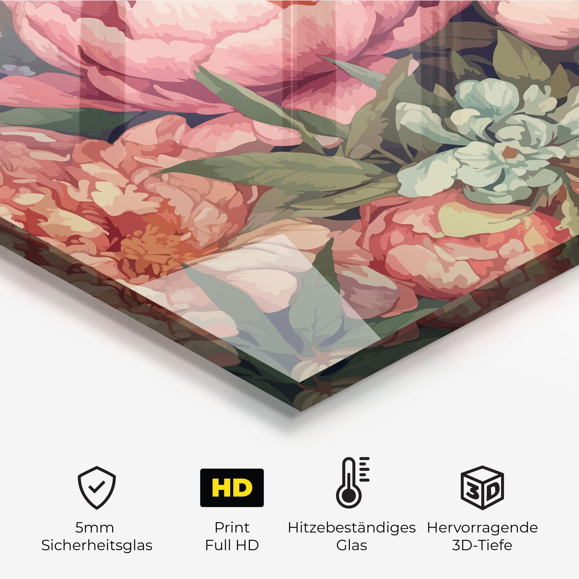 Küchenrückwand Glas Pretty Artistic Peony mockup 2