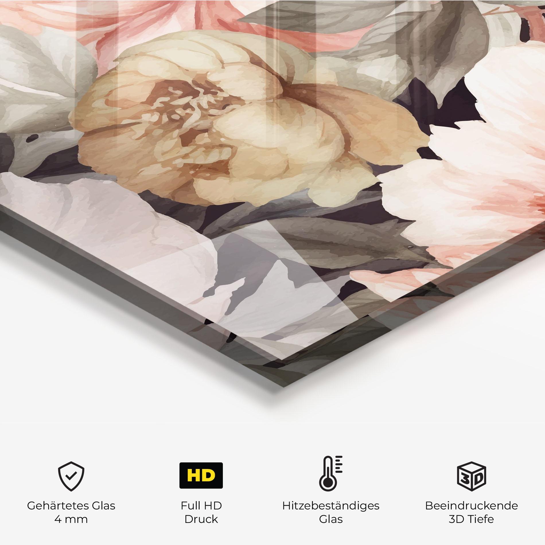 Küchenrückwand Glas Cream Pink Peony mockup 2