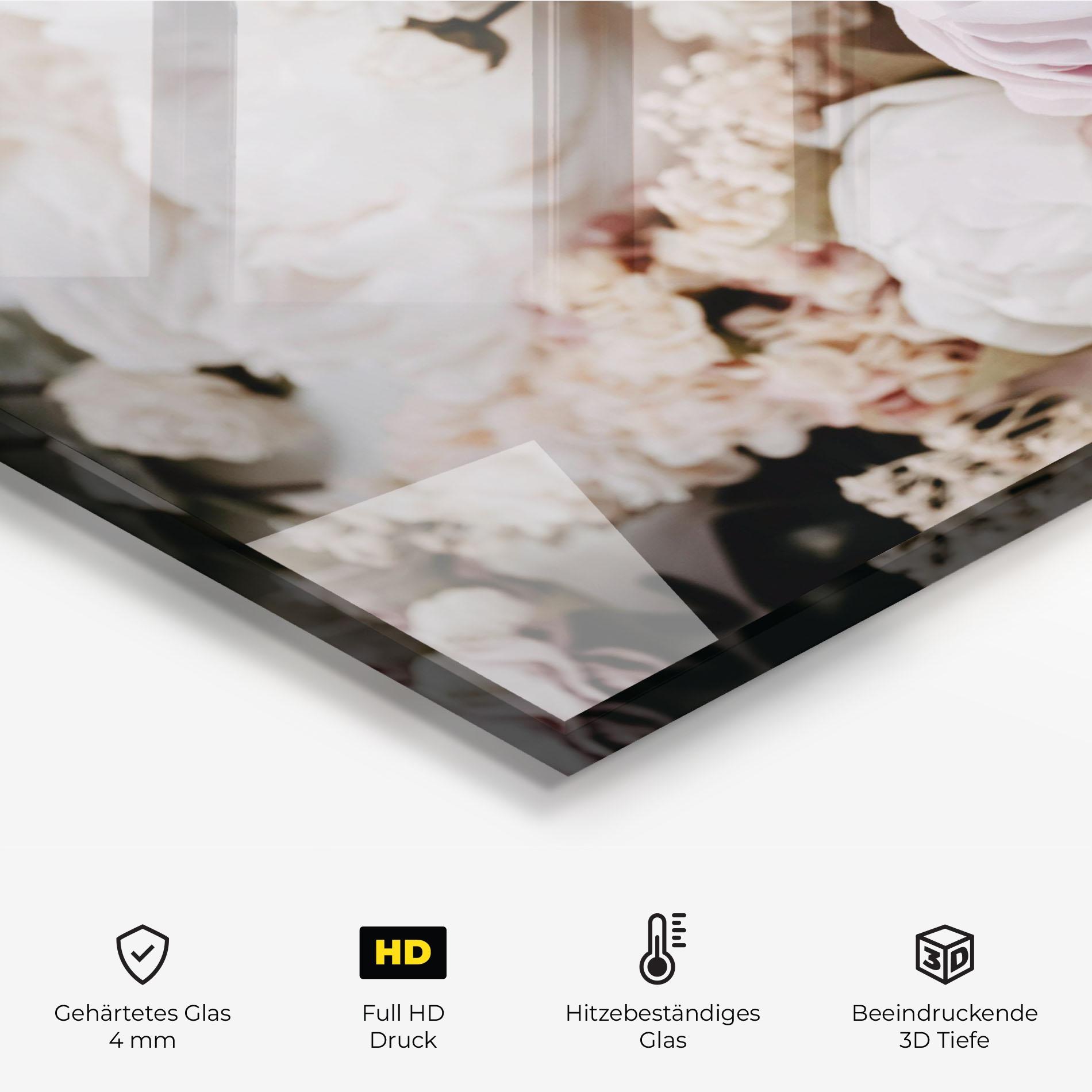 Küchenrückwand Glas Grey Peony Bouquet mockup 2