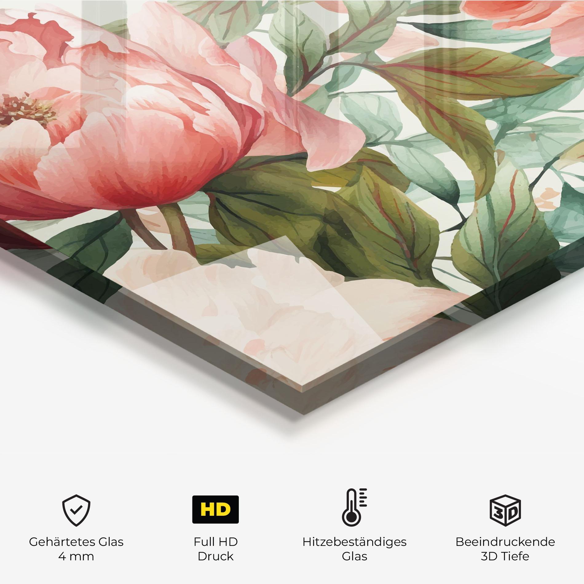 Küchenrückwand Glas Light Red Peony mockup 2