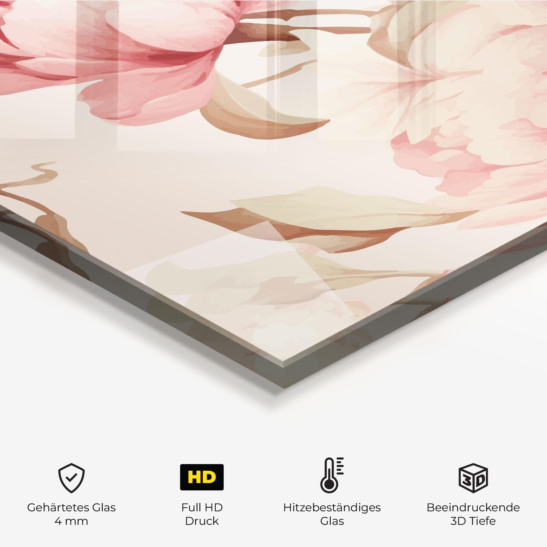 Küchenrückwand Glas Pastel Peony mockup 2