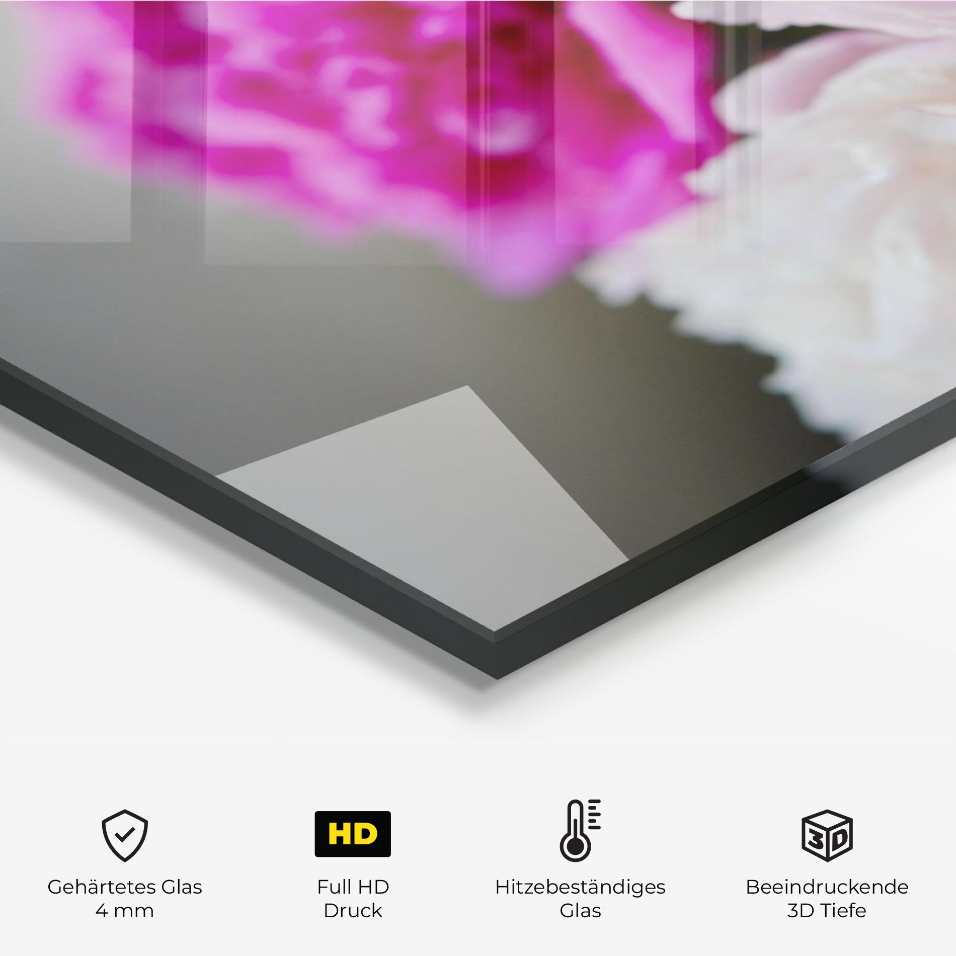 Küchenrückwand Glas Peonies Close Up mockup 2