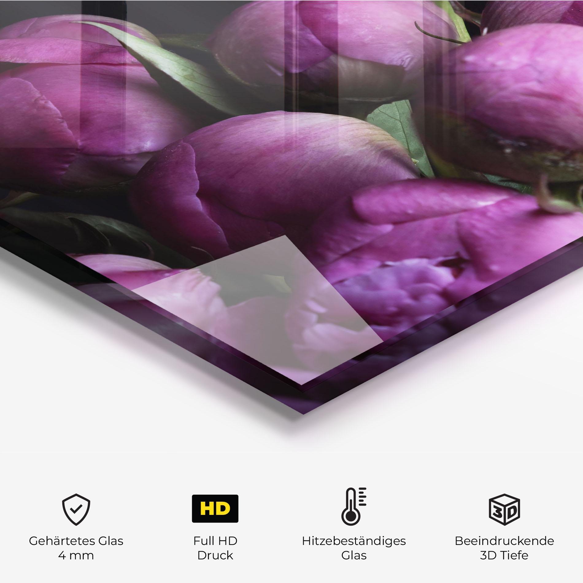 Küchenrückwand Glas Peony Buds mockup 2