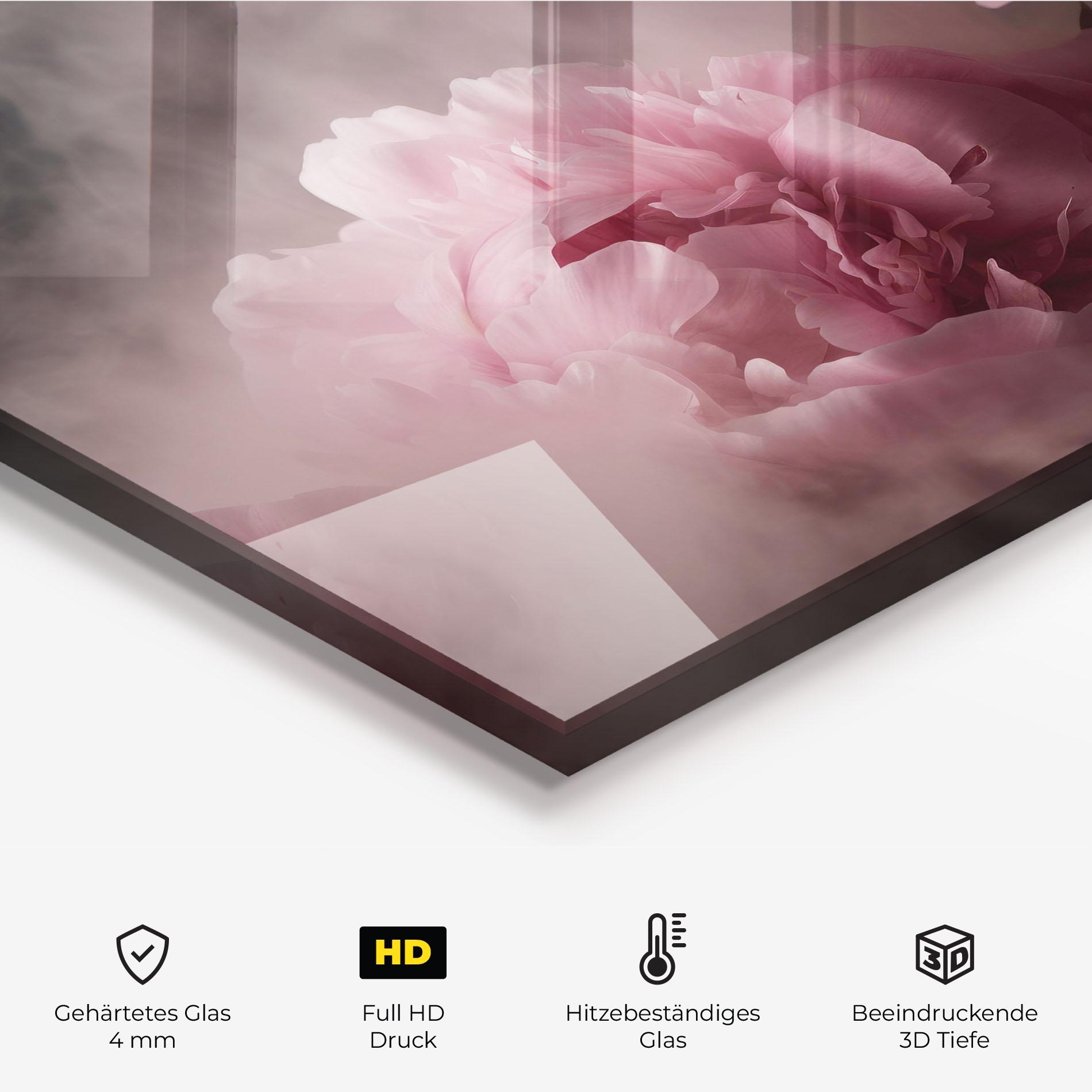 Küchenrückwand Glas Peony In Smoke mockup 2