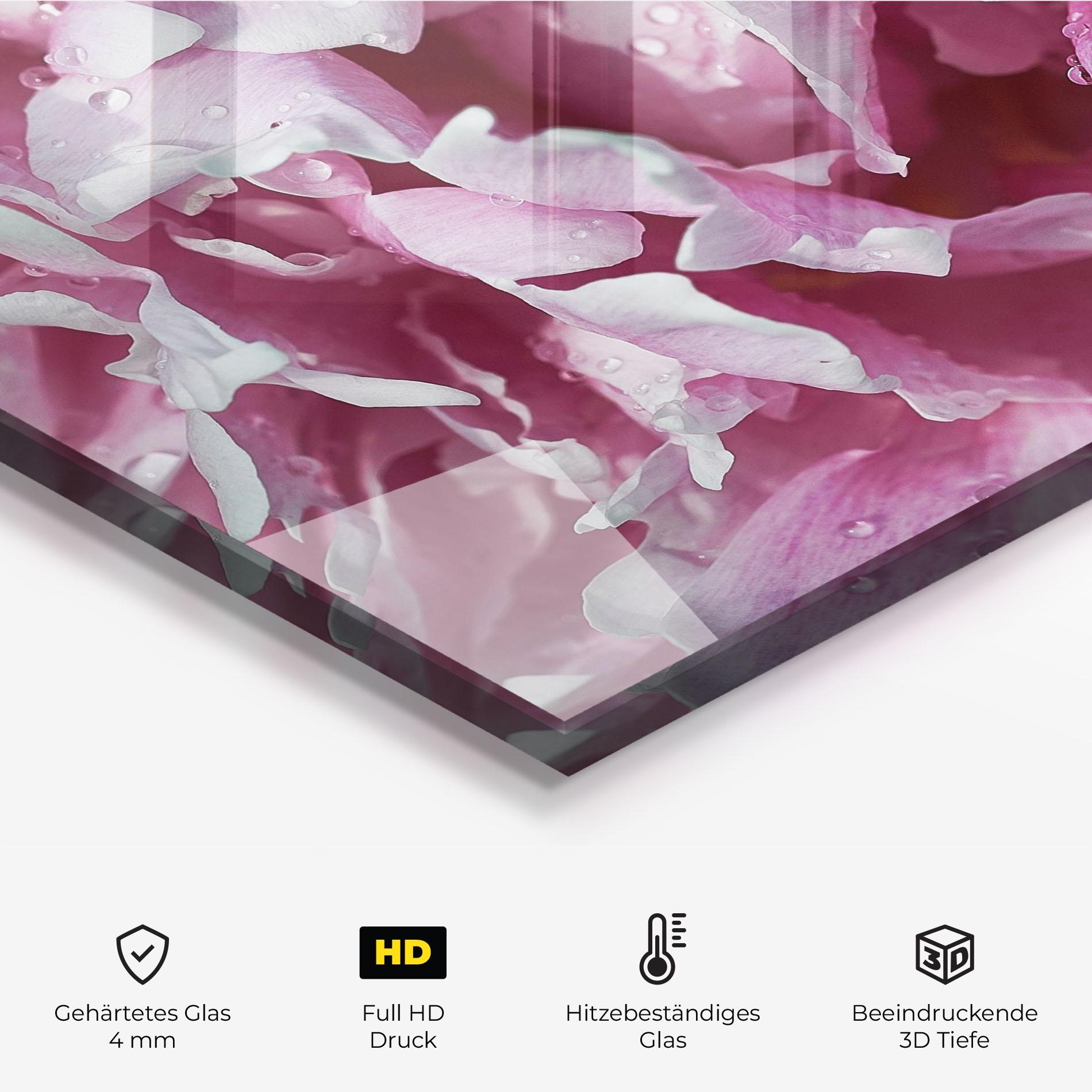 Küchenrückwand Glas Peony Petals mockup 2