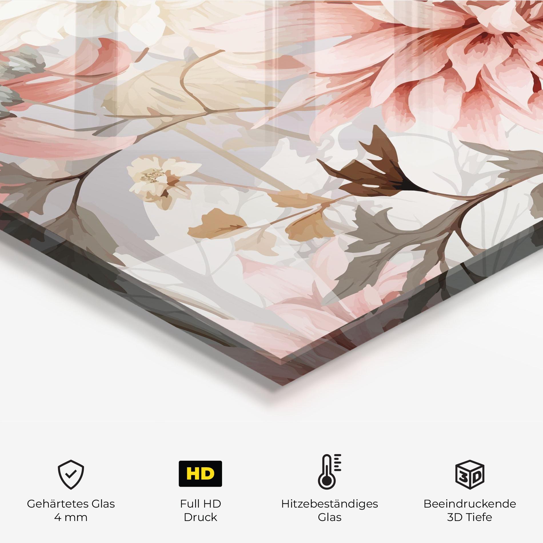 Küchenrückwand Glas Pink Cream Open Peony mockup 2