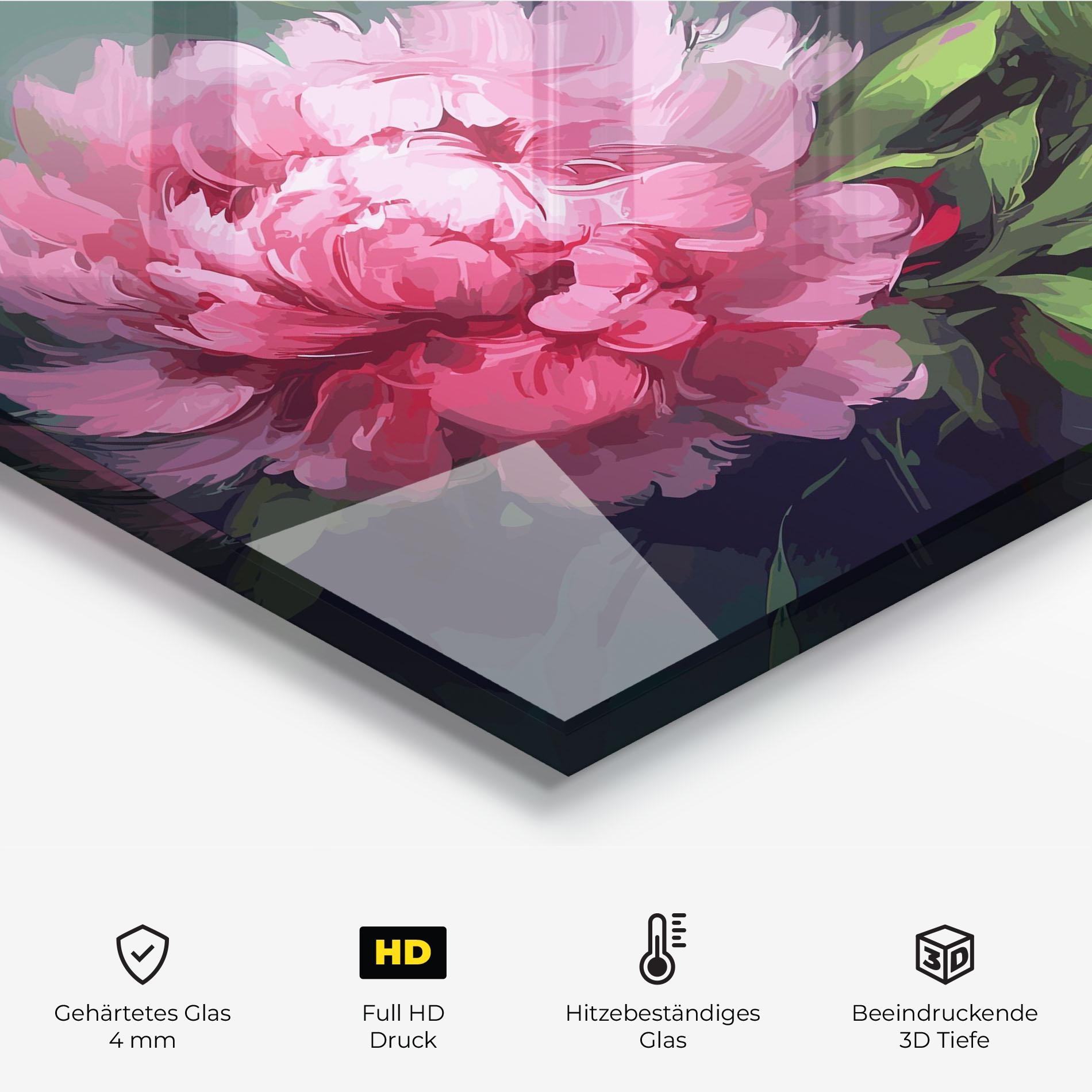 Küchenrückwand Glas Pretty Peonies mockup 2