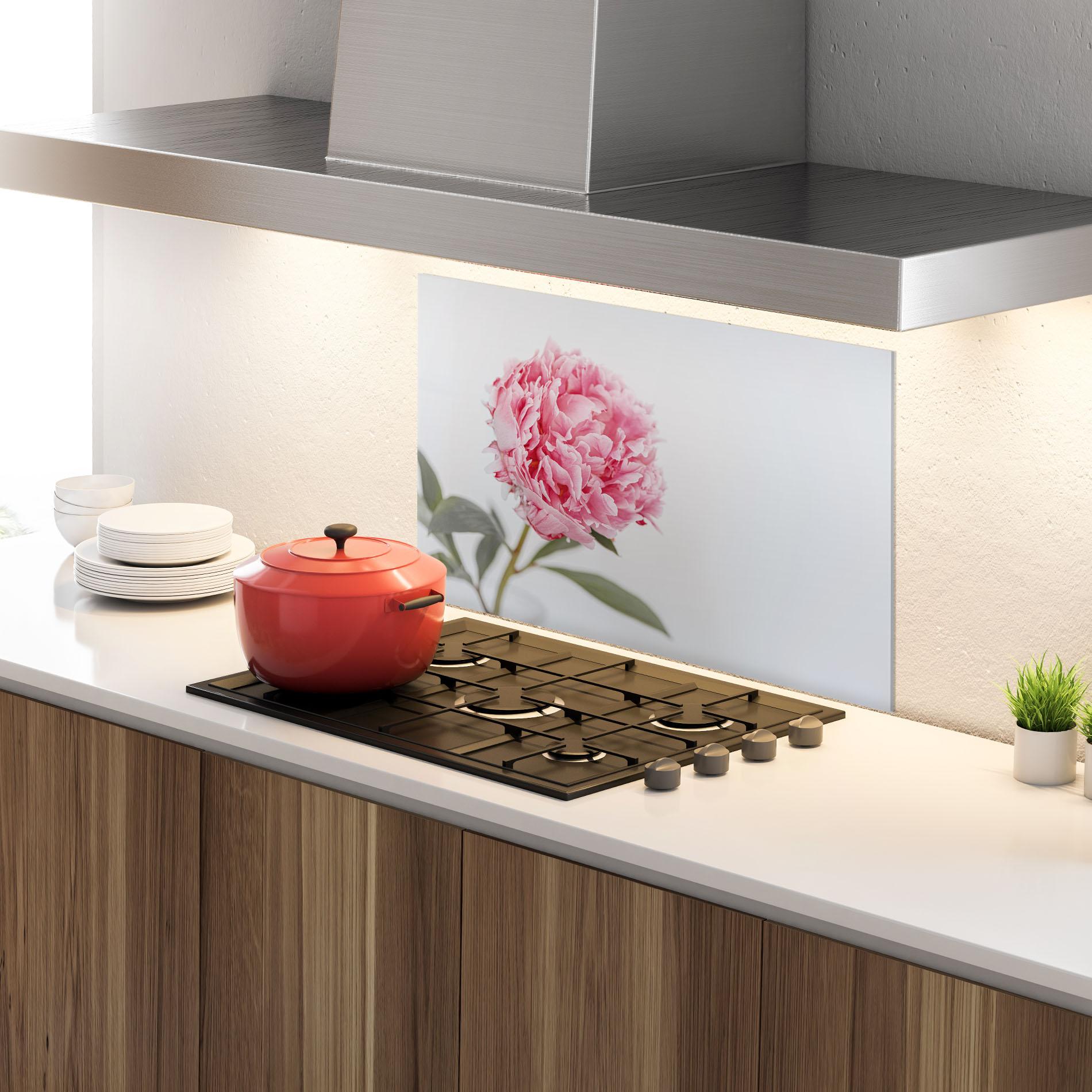 Küchenrückwand Glas One Peony mockup 4