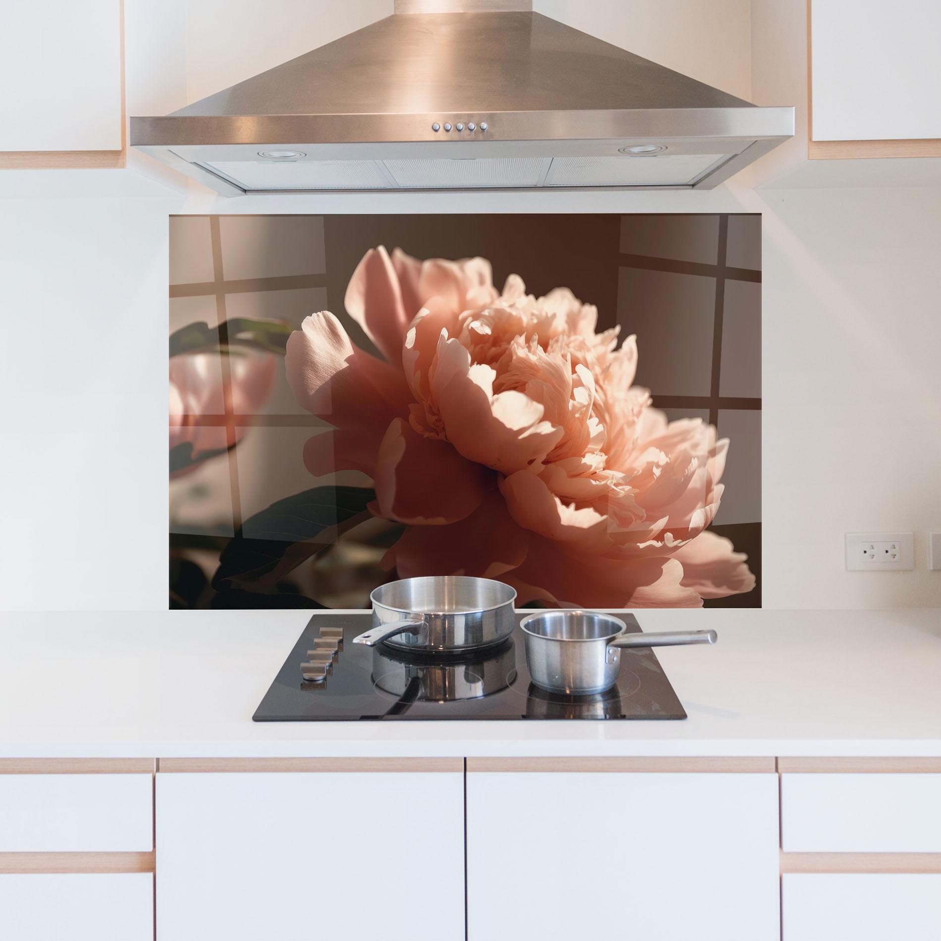 Küchenrückwand Glas Light Orange Peony View mockup 5