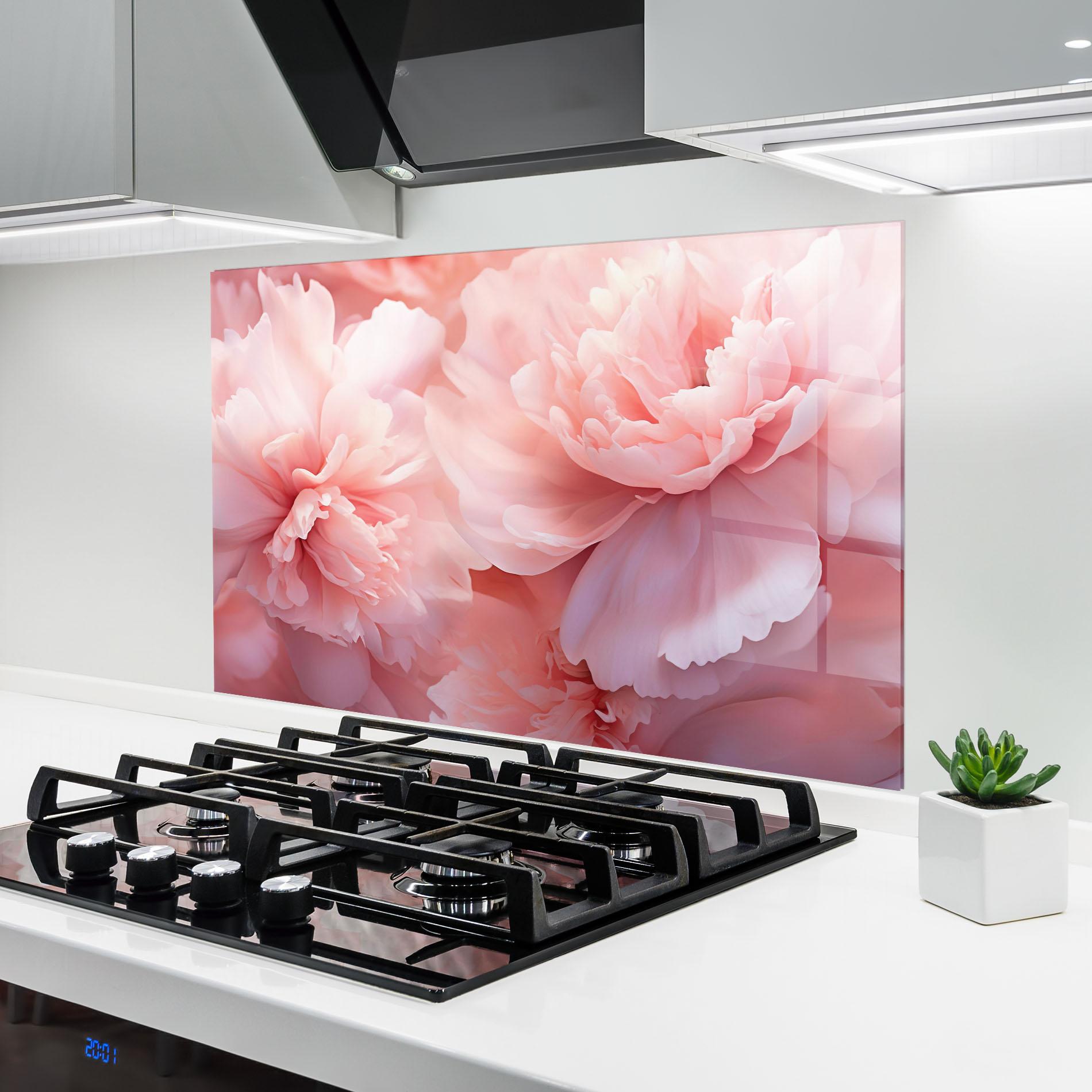 Küchenrückwand Glas Close Up Dreamy Peony mockup 6