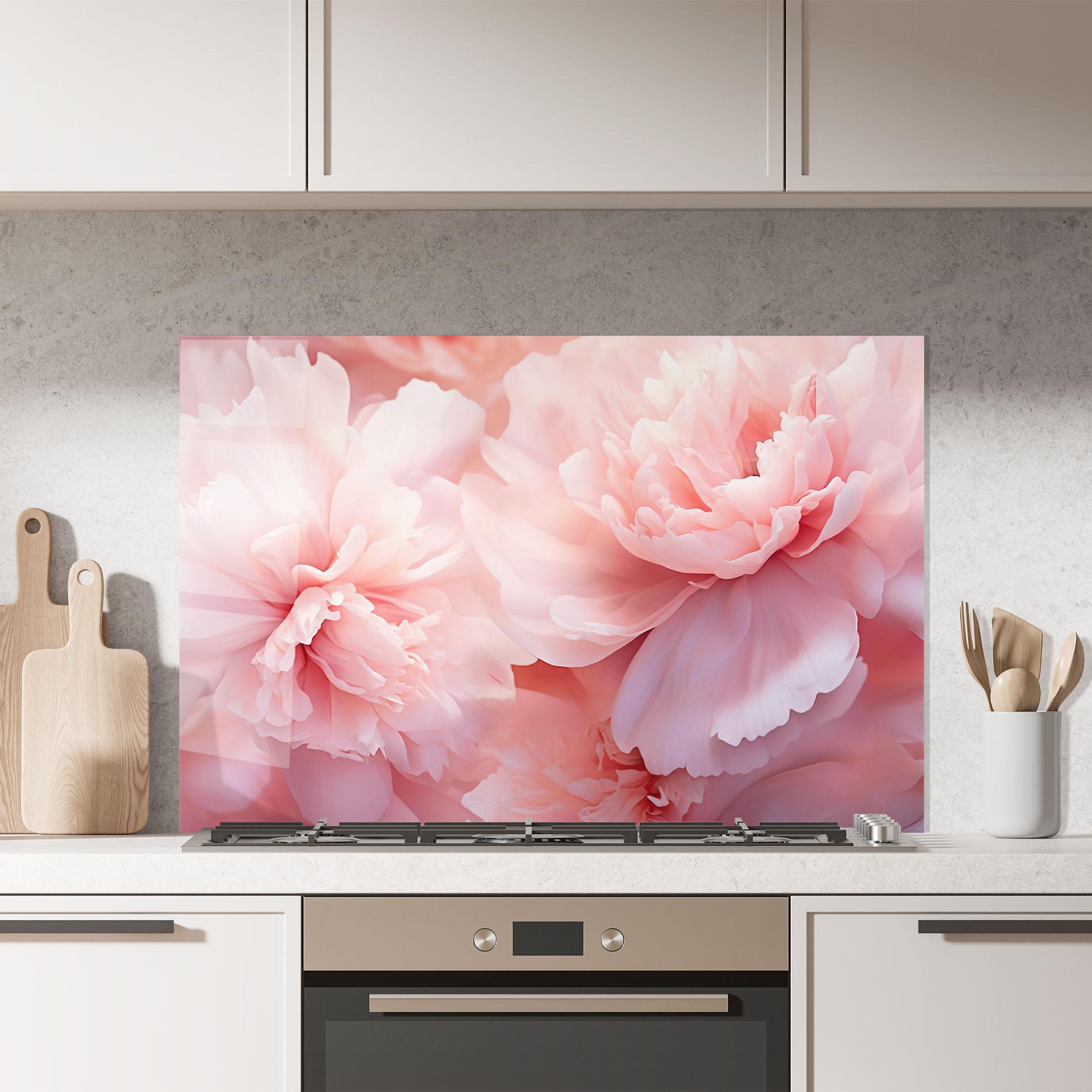 Küchenrückwand Glas Close Up Dreamy Peony mockup 7