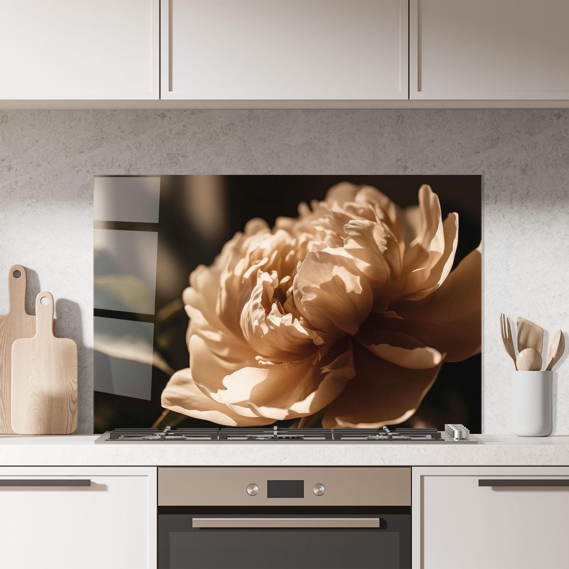 Küchenrückwand Glas Cream Peony mockup 7
