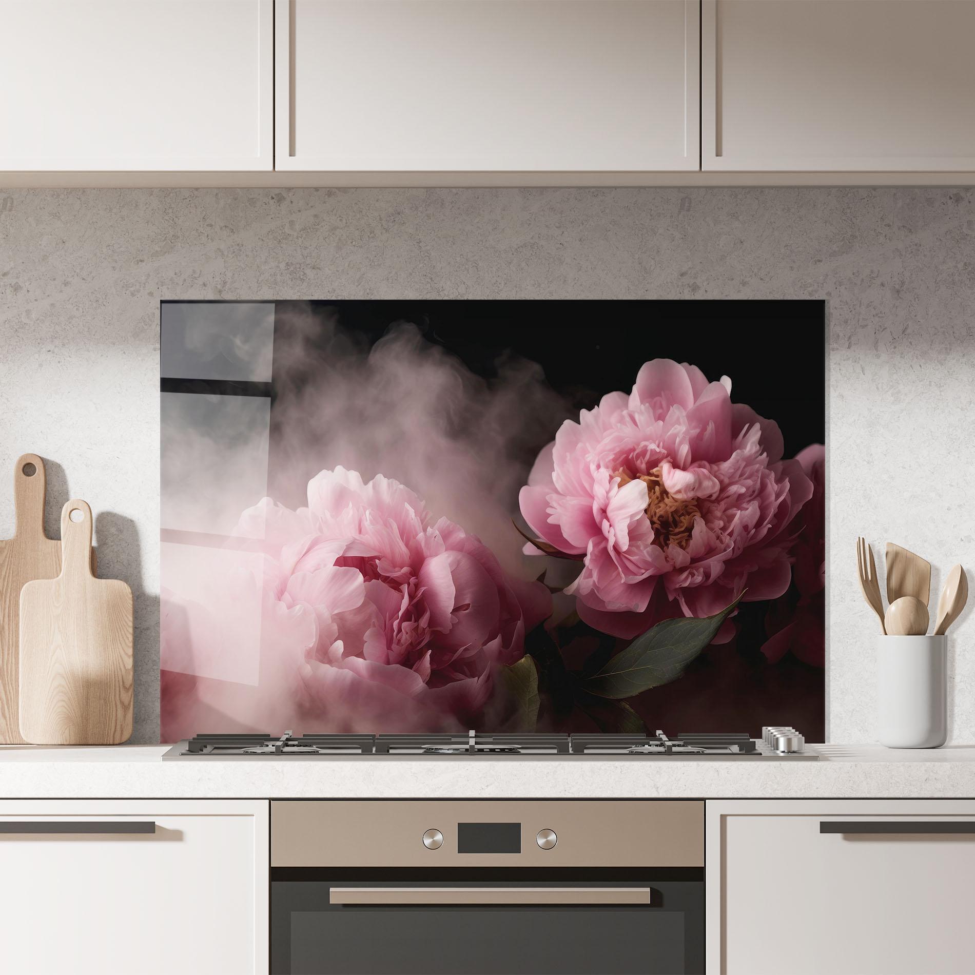 Küchenrückwand Glas Peony In Smoke mockup 7