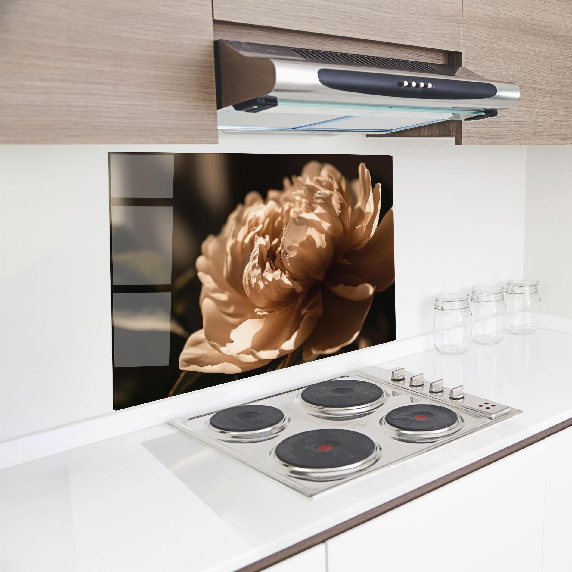 Küchenrückwand Glas Cream Peony mockup 8