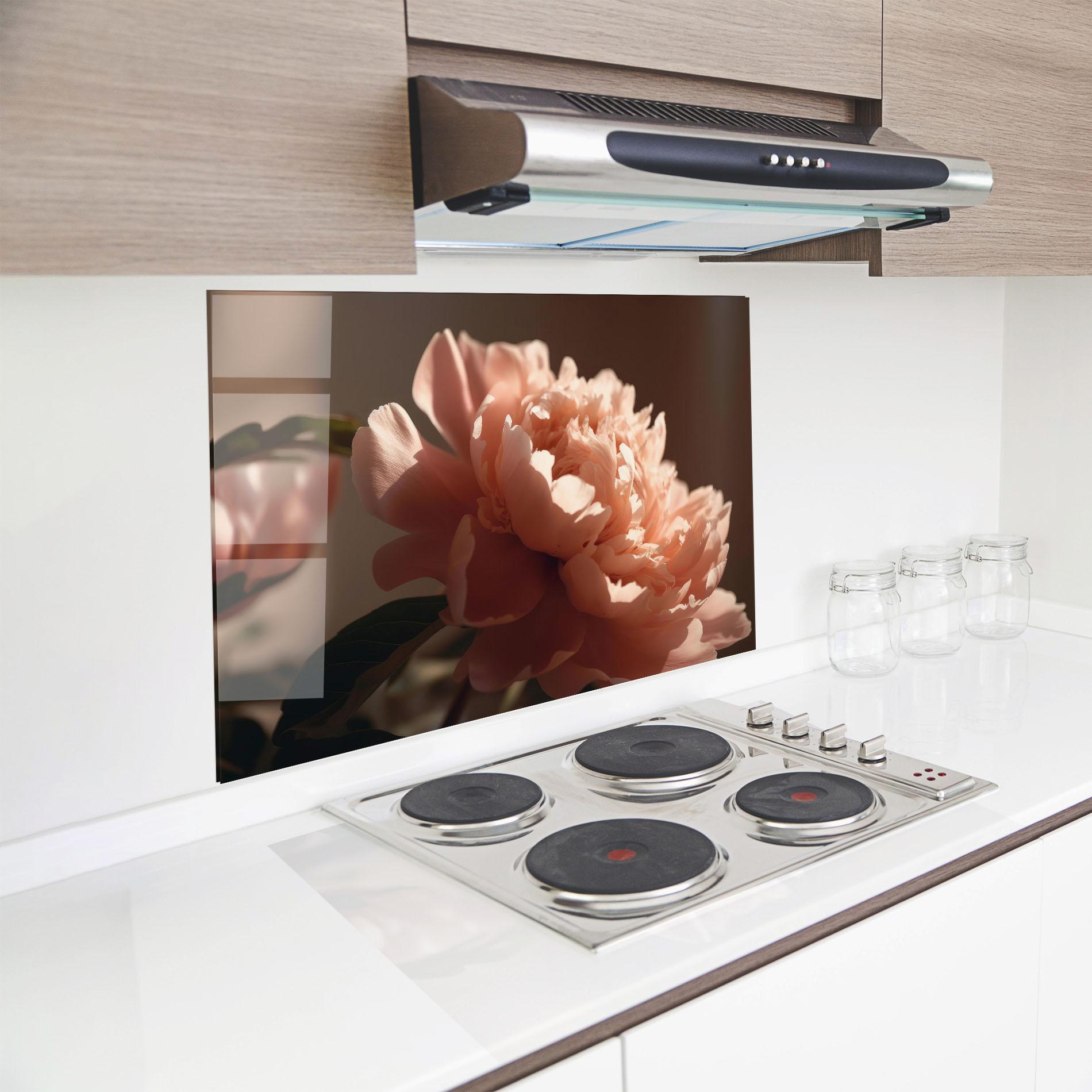Küchenrückwand Glas Light Orange Peony View mockup 8