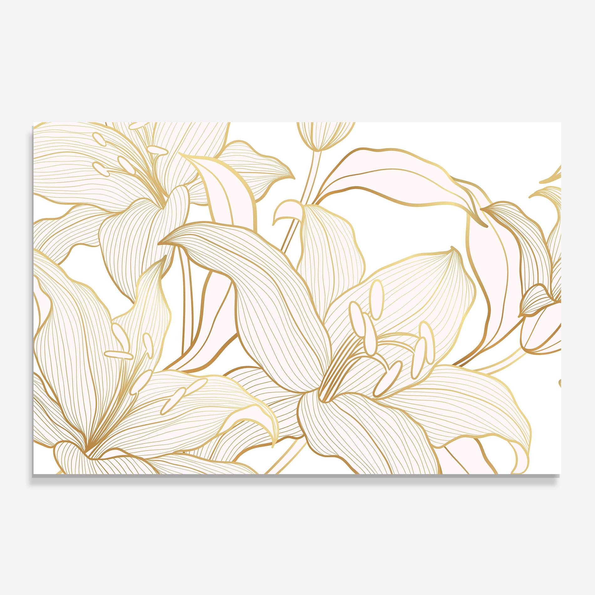 Küchenrückwand Glas Gold Lily mockup 0