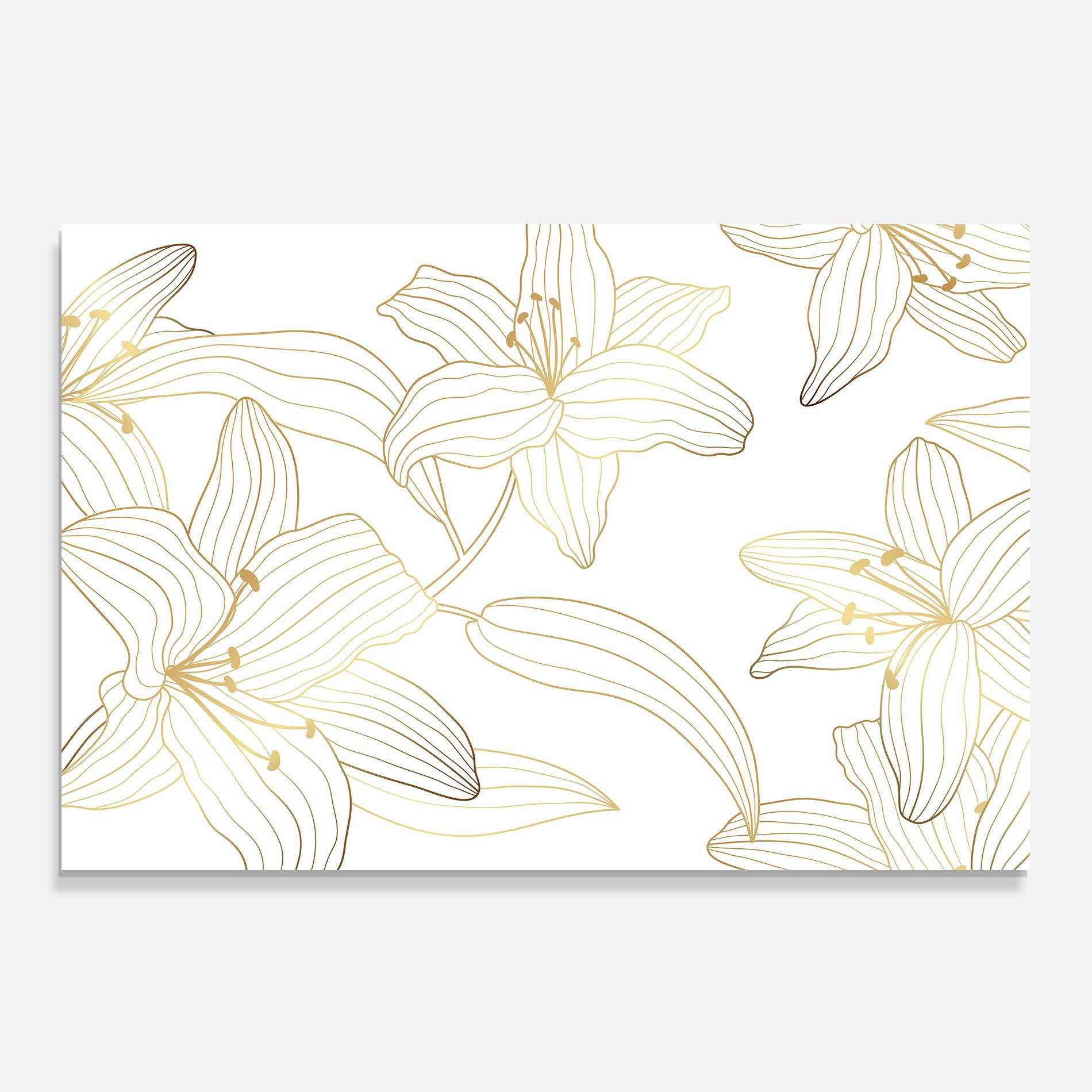 Küchenrückwand Glas Luxury Golden Lily mockup 0