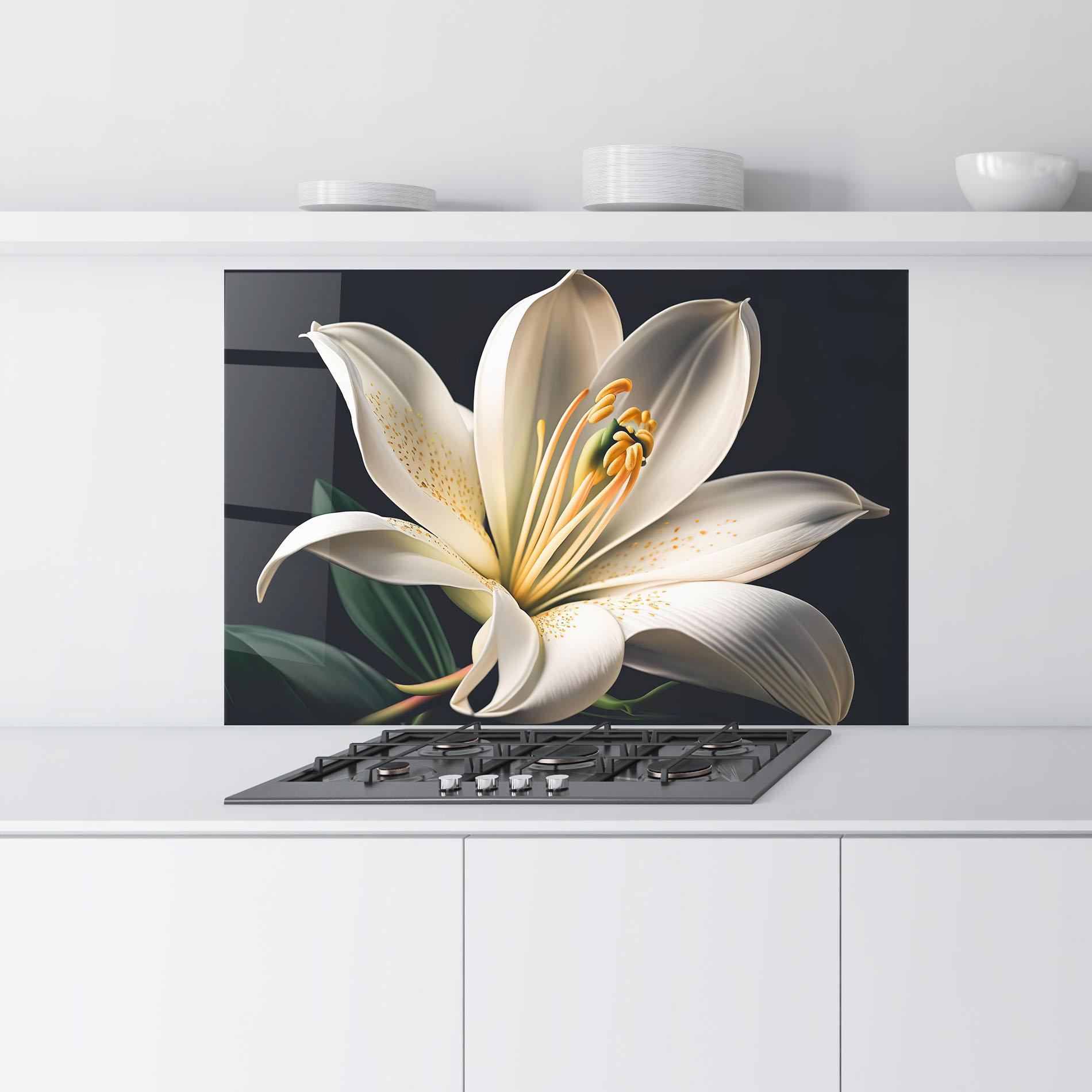 Küchenrückwand Glas Big Lily View mockup 9
