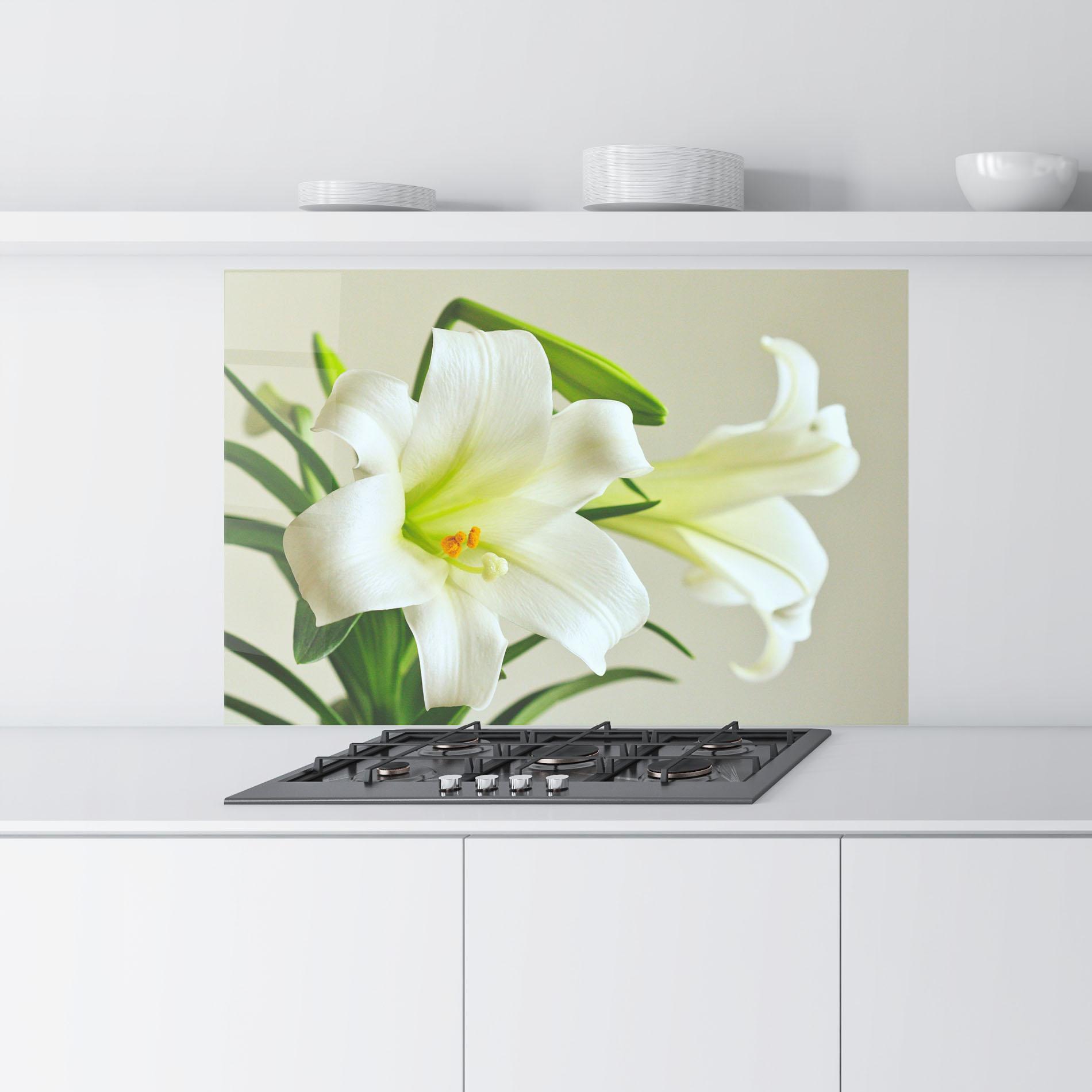 Küchenrückwand Glas Green Lily mockup 9