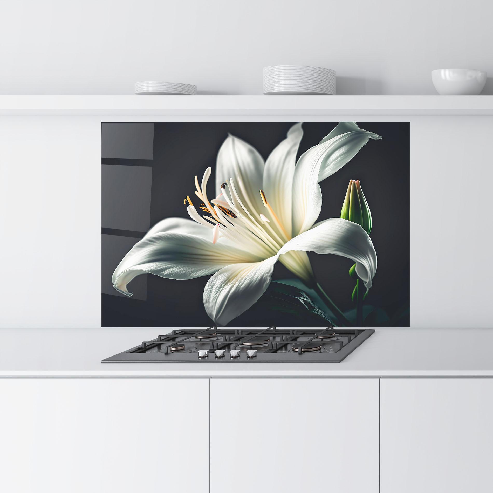 Küchenrückwand Glas Light Grey Lily mockup 9