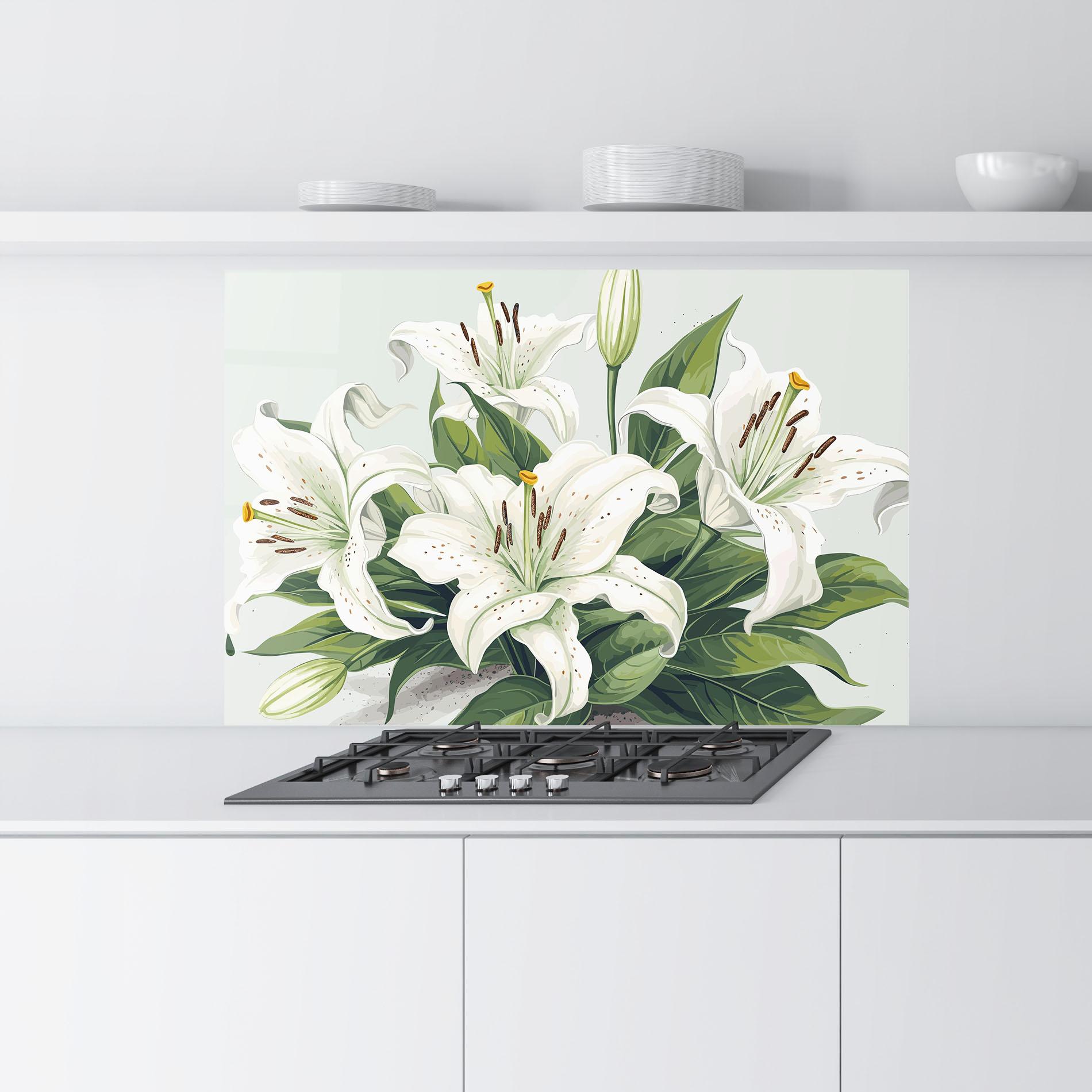 Küchenrückwand Glas Light Lily Art mockup 9