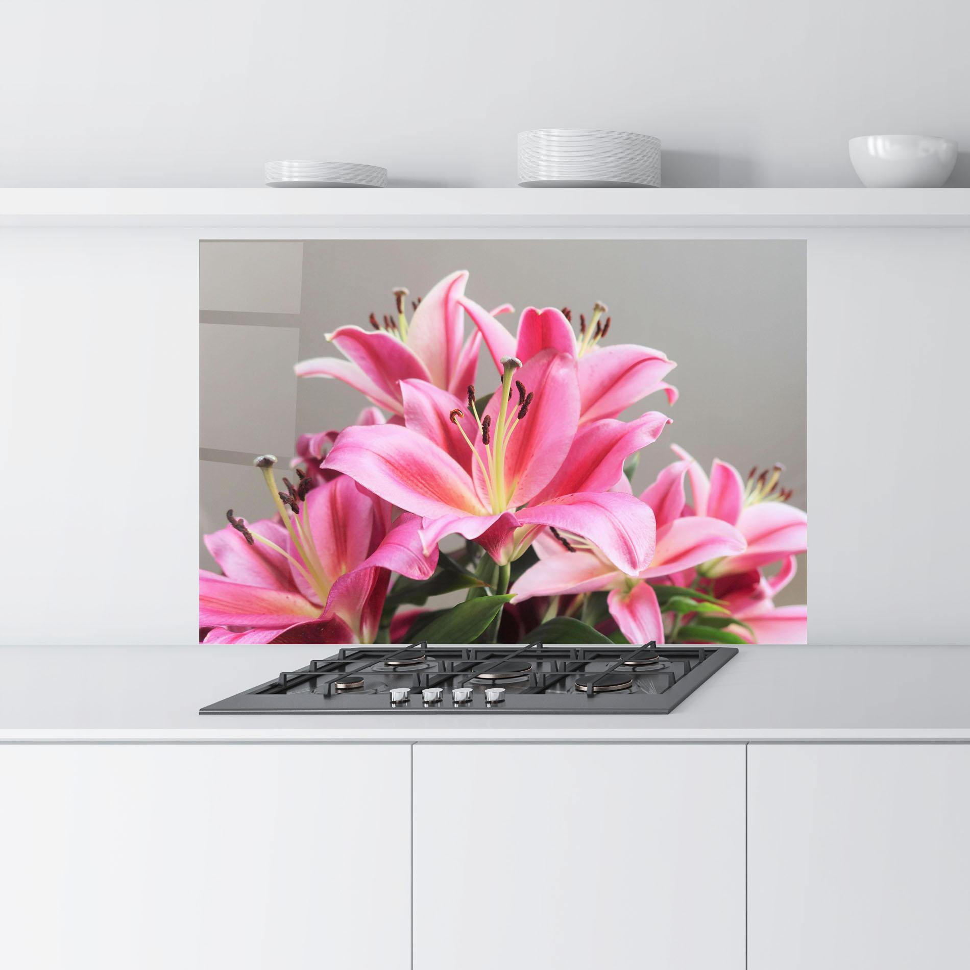 Küchenrückwand Glas Light Pink Lily View mockup 9