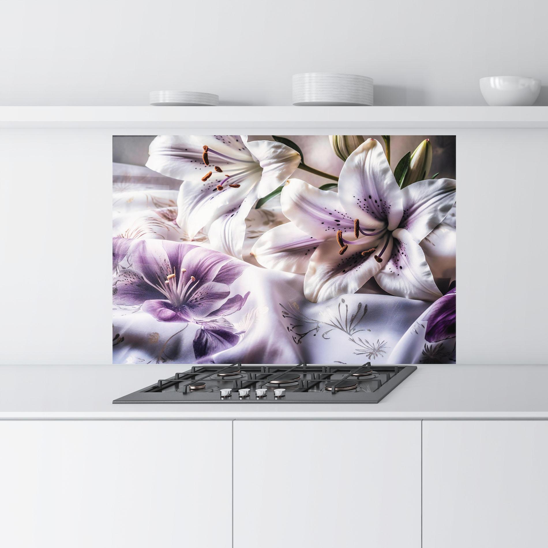 Küchenrückwand Glas Light Purple Lily mockup 9