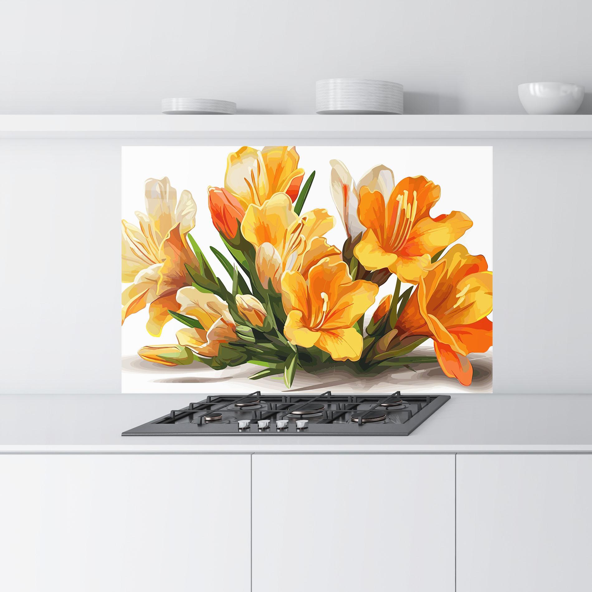 Küchenrückwand Glas Orange Lily Art mockup 9