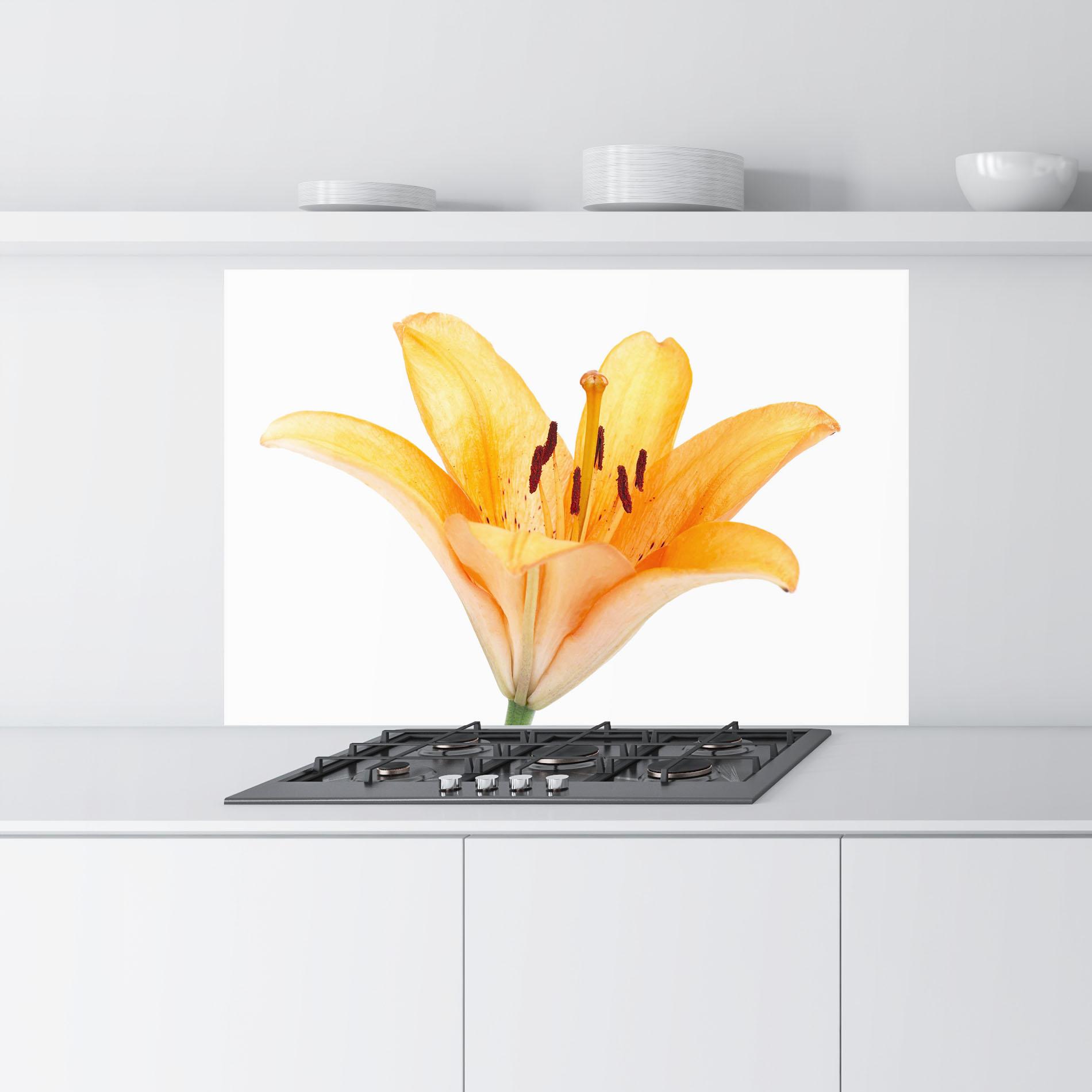 Küchenrückwand Glas Yellow With Orange Lily mockup 9