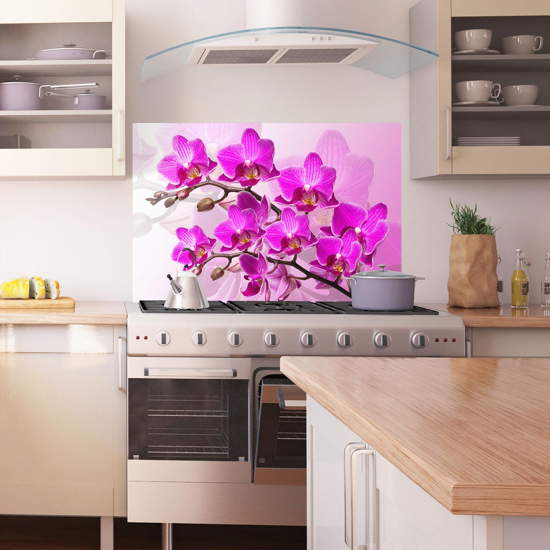 Küchenrückwand Glas Flori Roz mockup 1